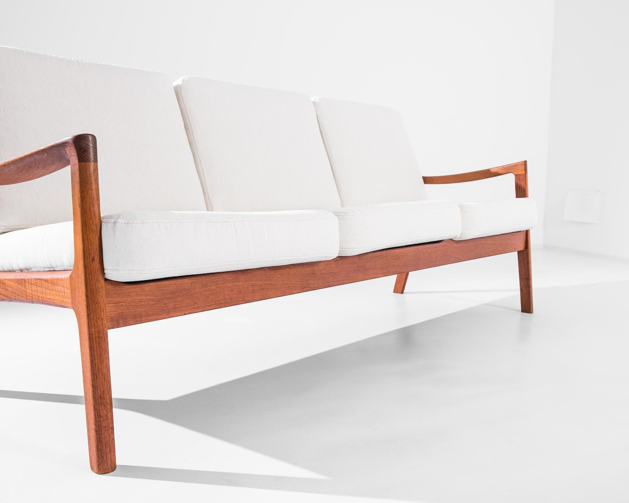 1970s Danish Teak Sofa with Upholstered Seat and Back 1