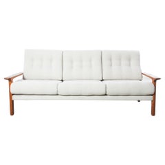 1970s Danish Teak Sofa with Upholstered Seat and Back