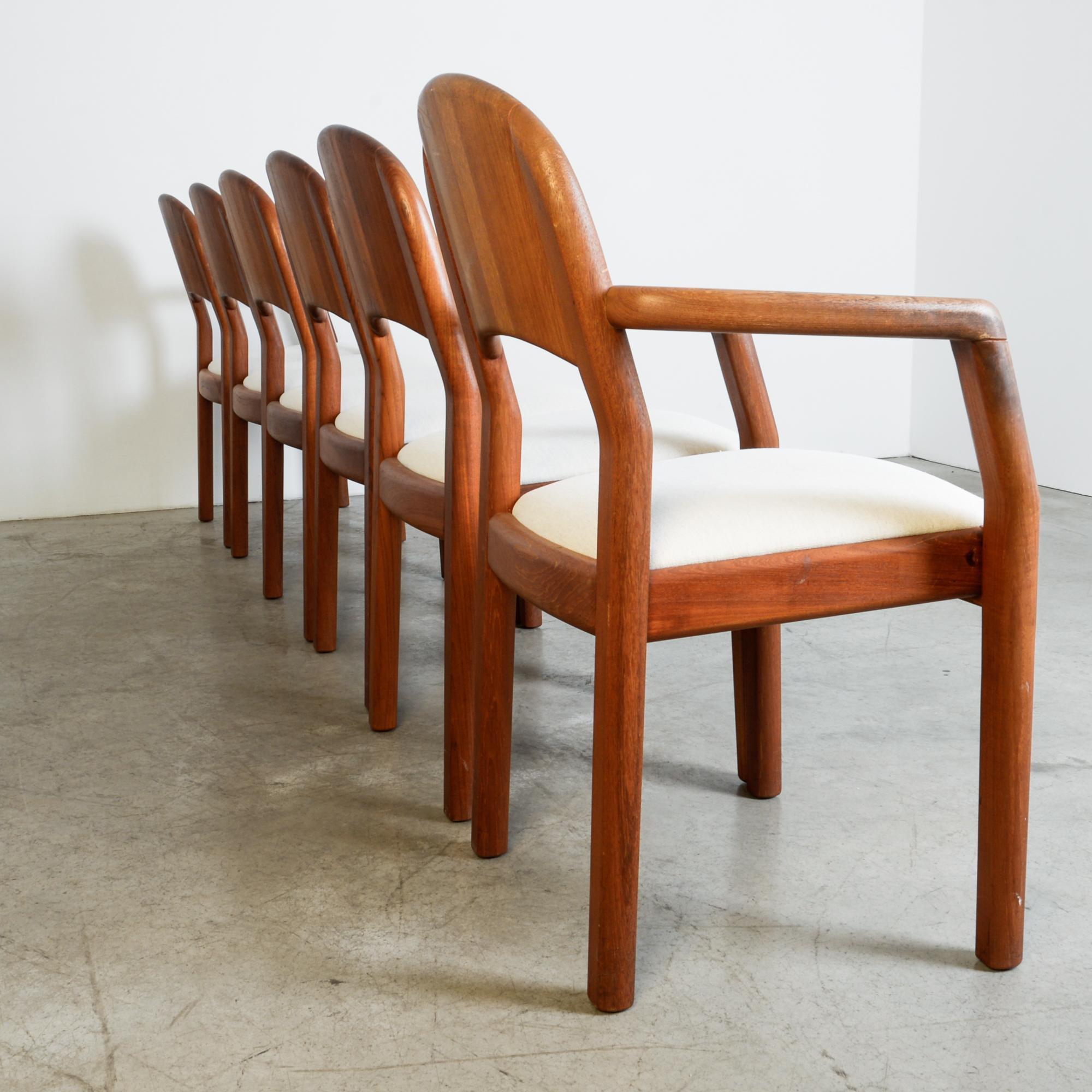 Scandinavian Modern 1970s Danish Teak Upholstered Dining Chairs, Set of Six