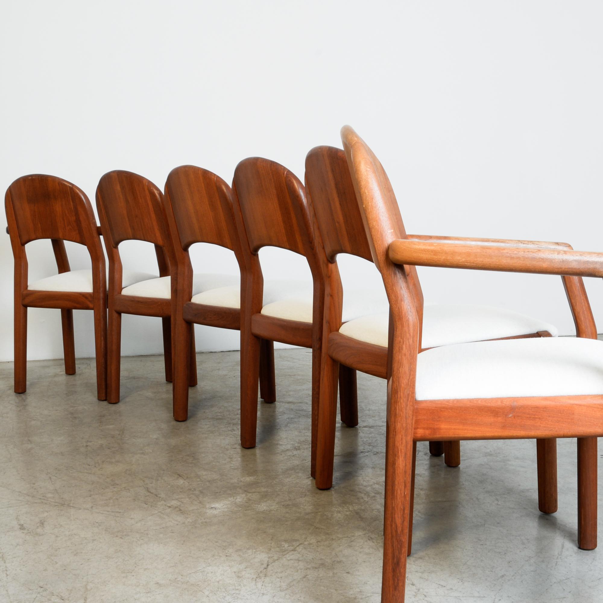 Woven 1970s Danish Teak Upholstered Dining Chairs, Set of Six