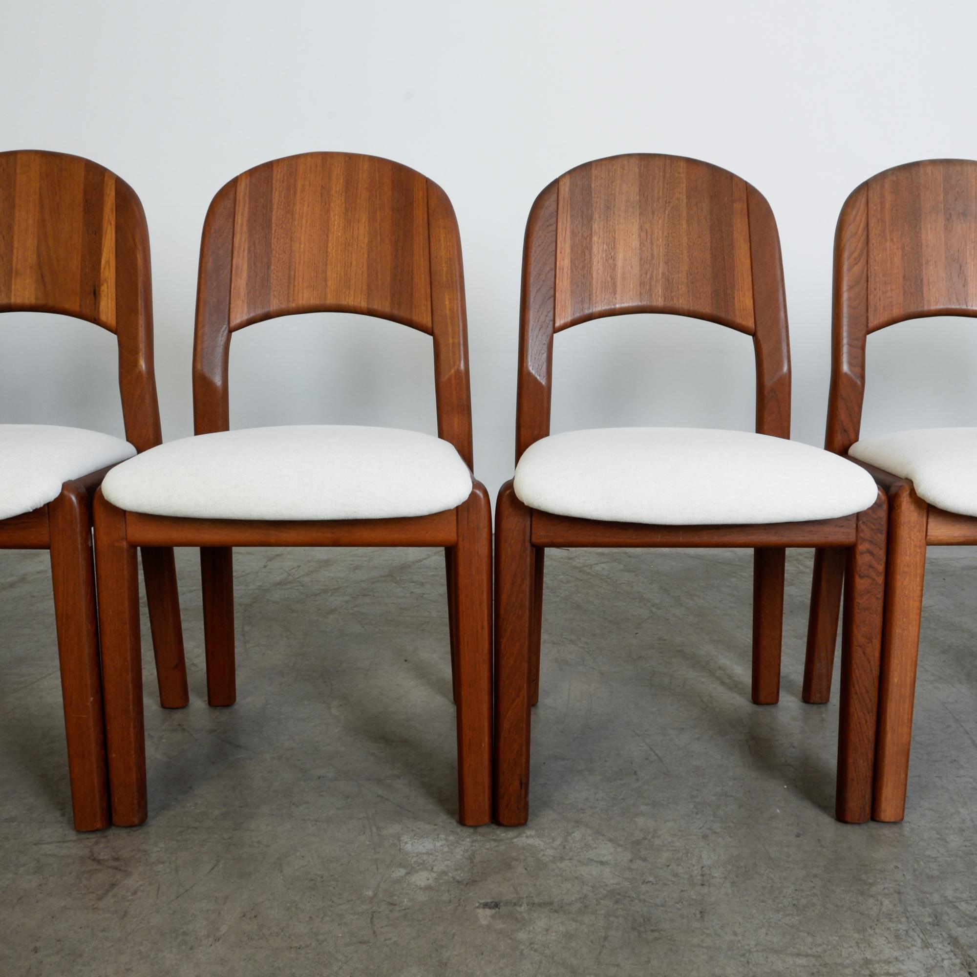 Late 20th Century 1970s Danish Teak Upholstered Dining Chairs, Set of Six