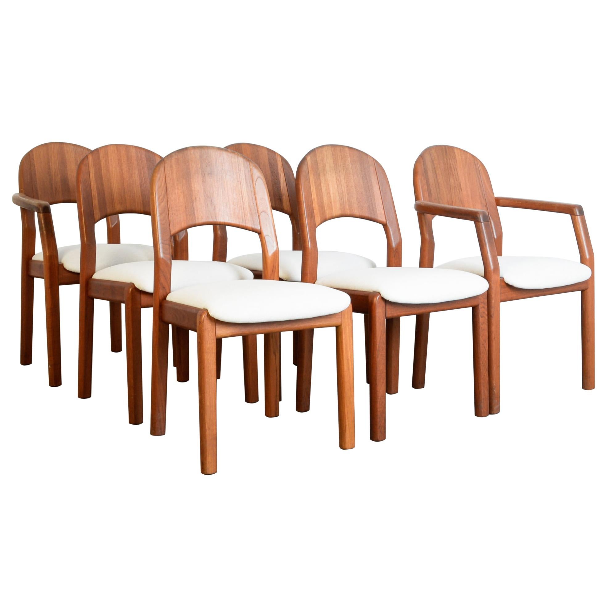 1970s Danish Teak Upholstered Dining Chairs, Set of Six