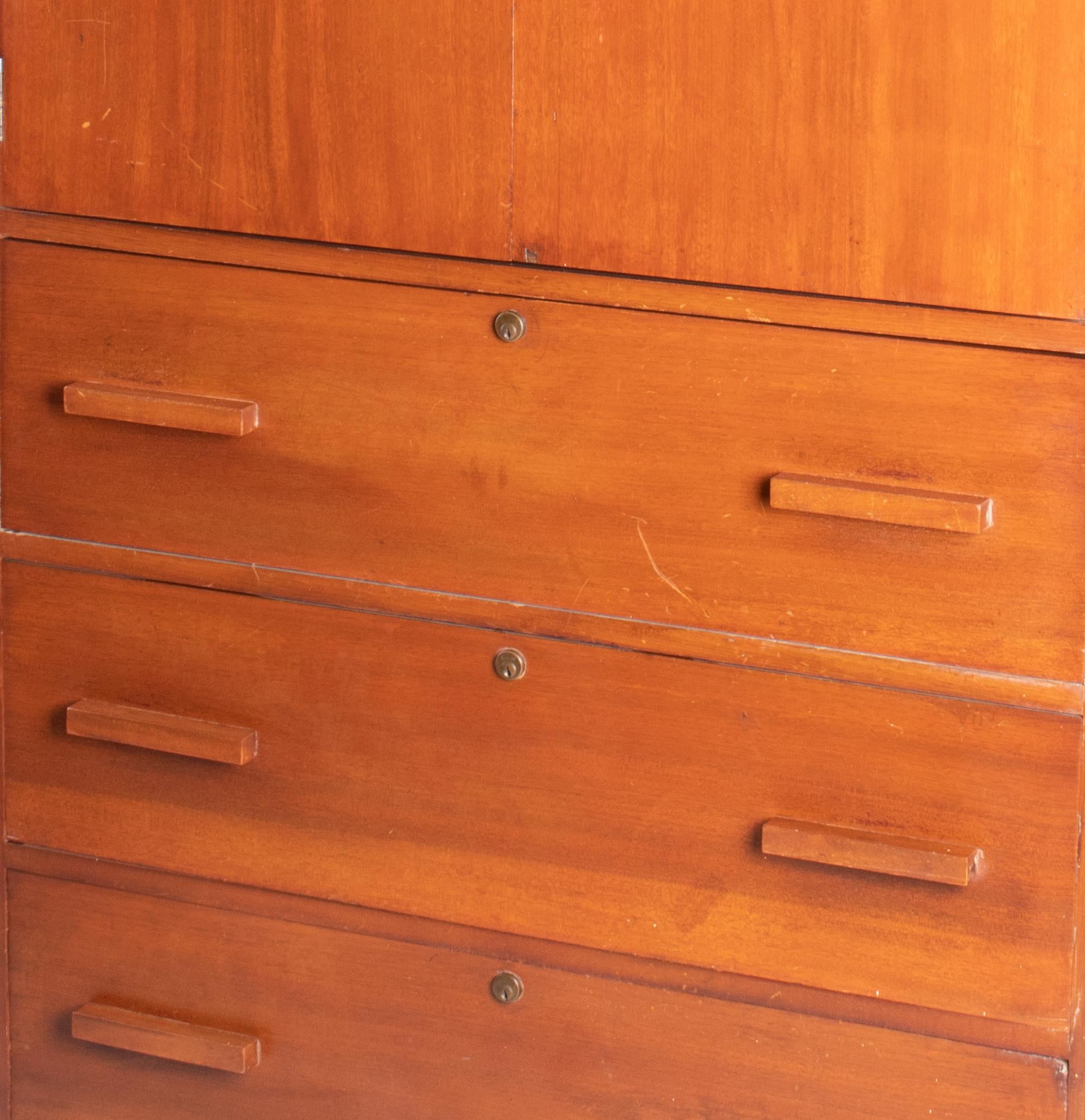 1970s Danish Three Drawers and Two Doors Wardrobe with Straight Lines Design 2