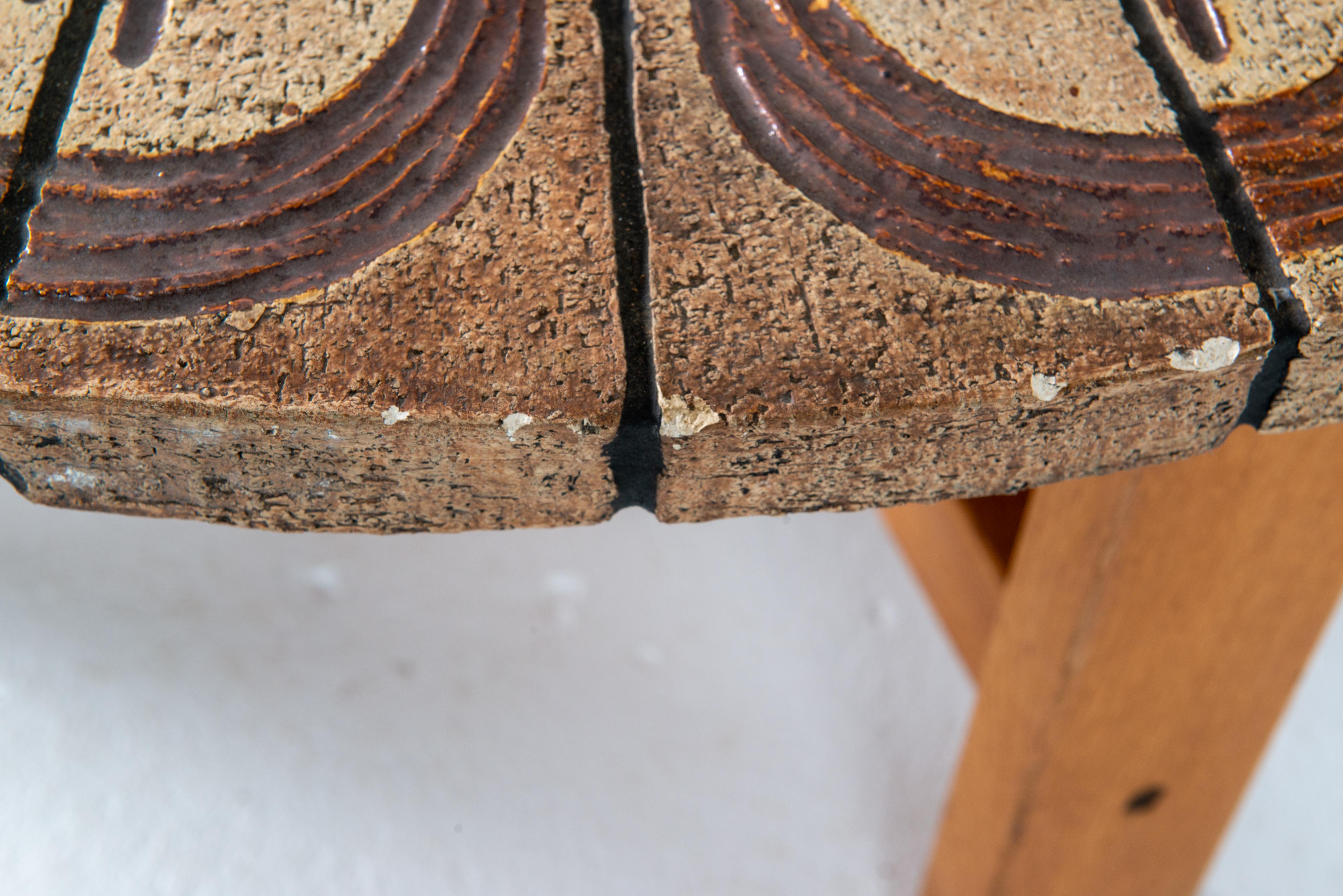 Piano in piastrelle danese degli anni '70  e tavolino in teak, Ox Art in vendita 1