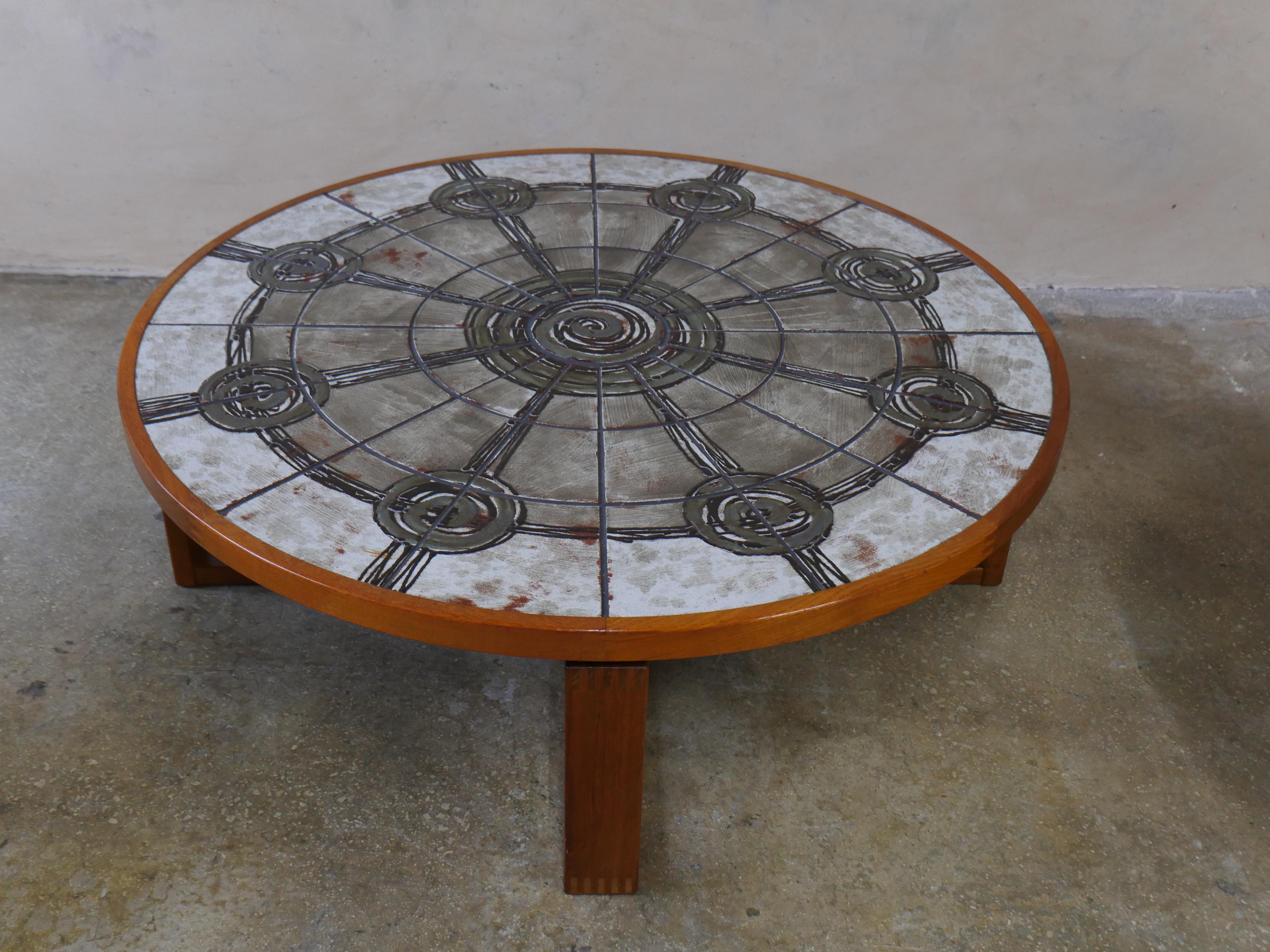 1970s Danish Tile-Top & Teak Brutalist Coffee Table by Trioh Møbelfabrik For Sale 5