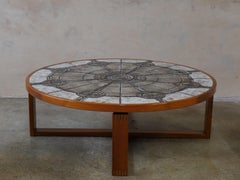 1970s Danish Tile-Top & Teak Brutalist Coffee Table by Trioh Møbelfabrik