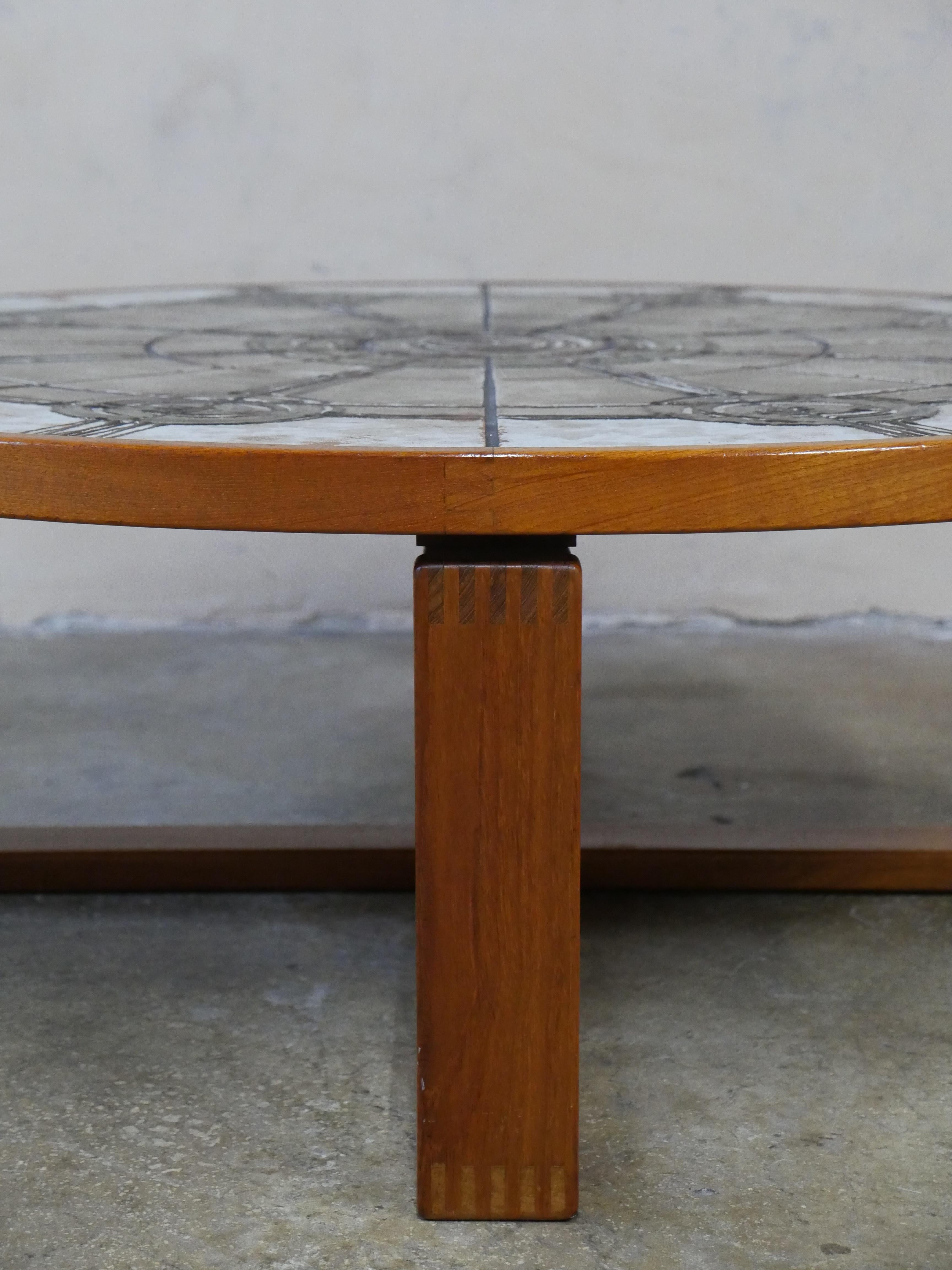Mid-Century Modern 1970s Danish Tile-Top & Teak Brutalist Coffee Table by Trioh Møbelfabrik For Sale