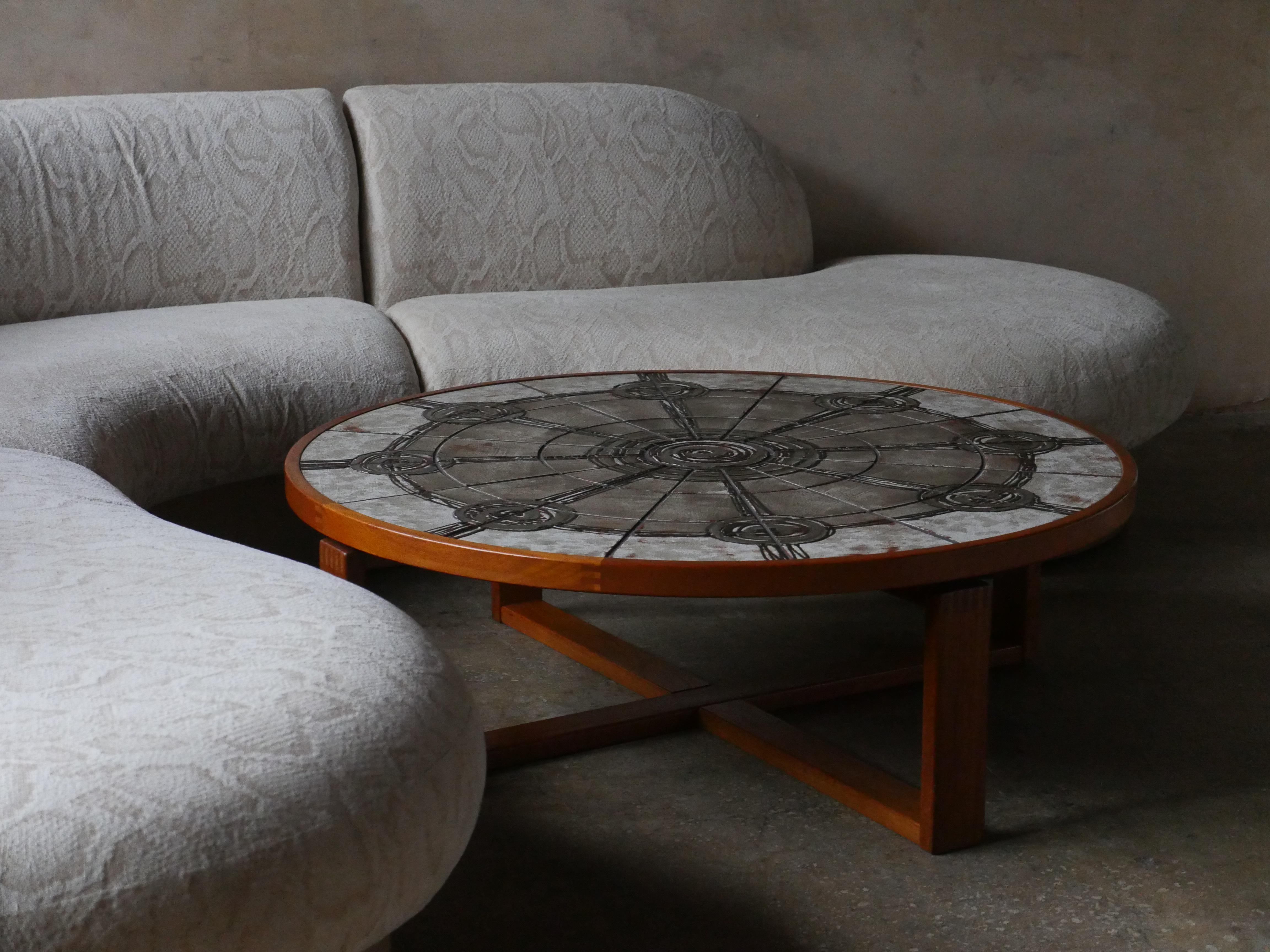 Late 20th Century 1970s Danish Tile-Top & Teak Brutalist Coffee Table by Trioh Møbelfabrik For Sale