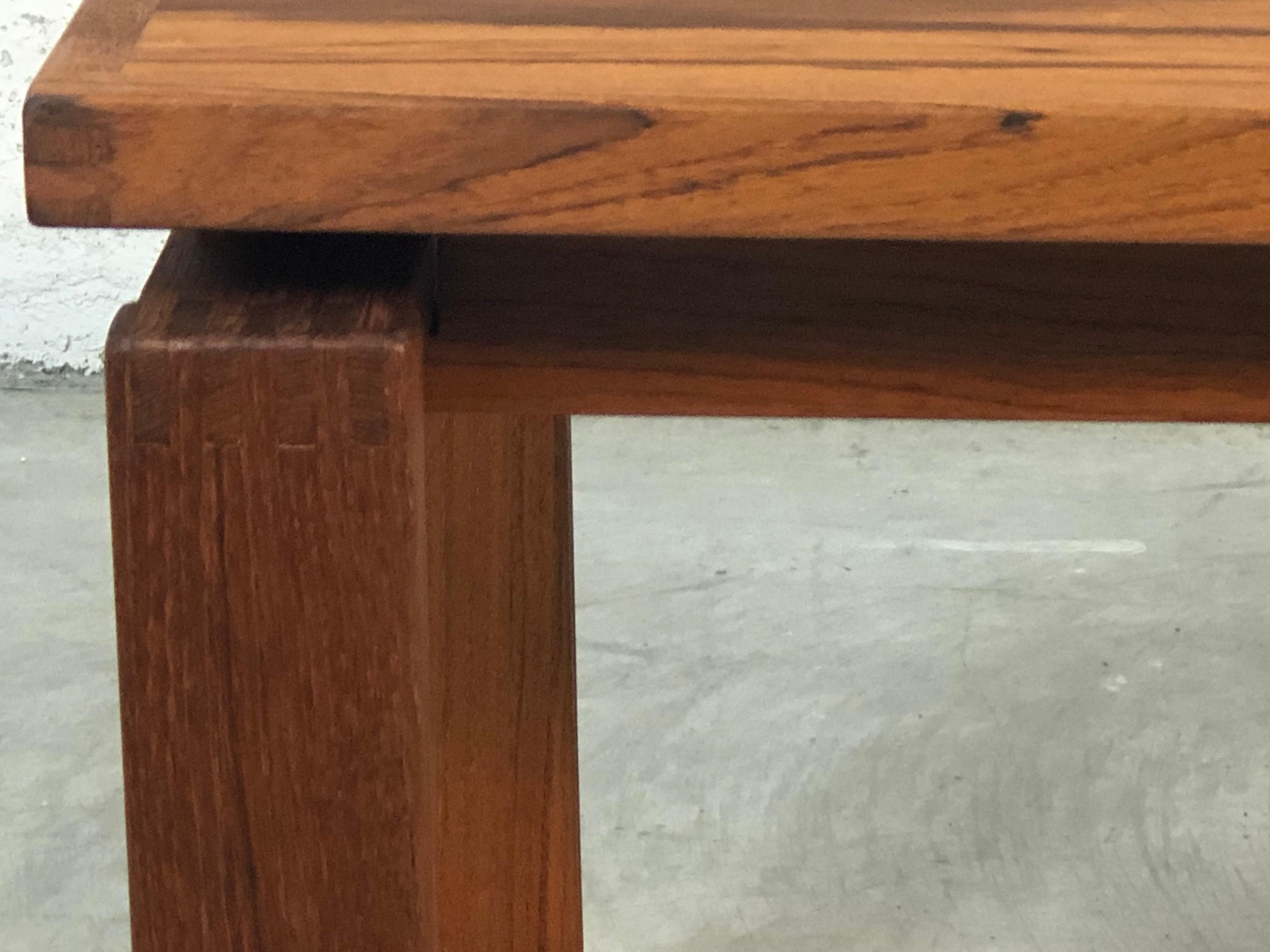 Vintage 1970s Danish teak rectangular table by Trioh. The table is in newly restored condition with a nice teak grain to the wood. Marked underneath.