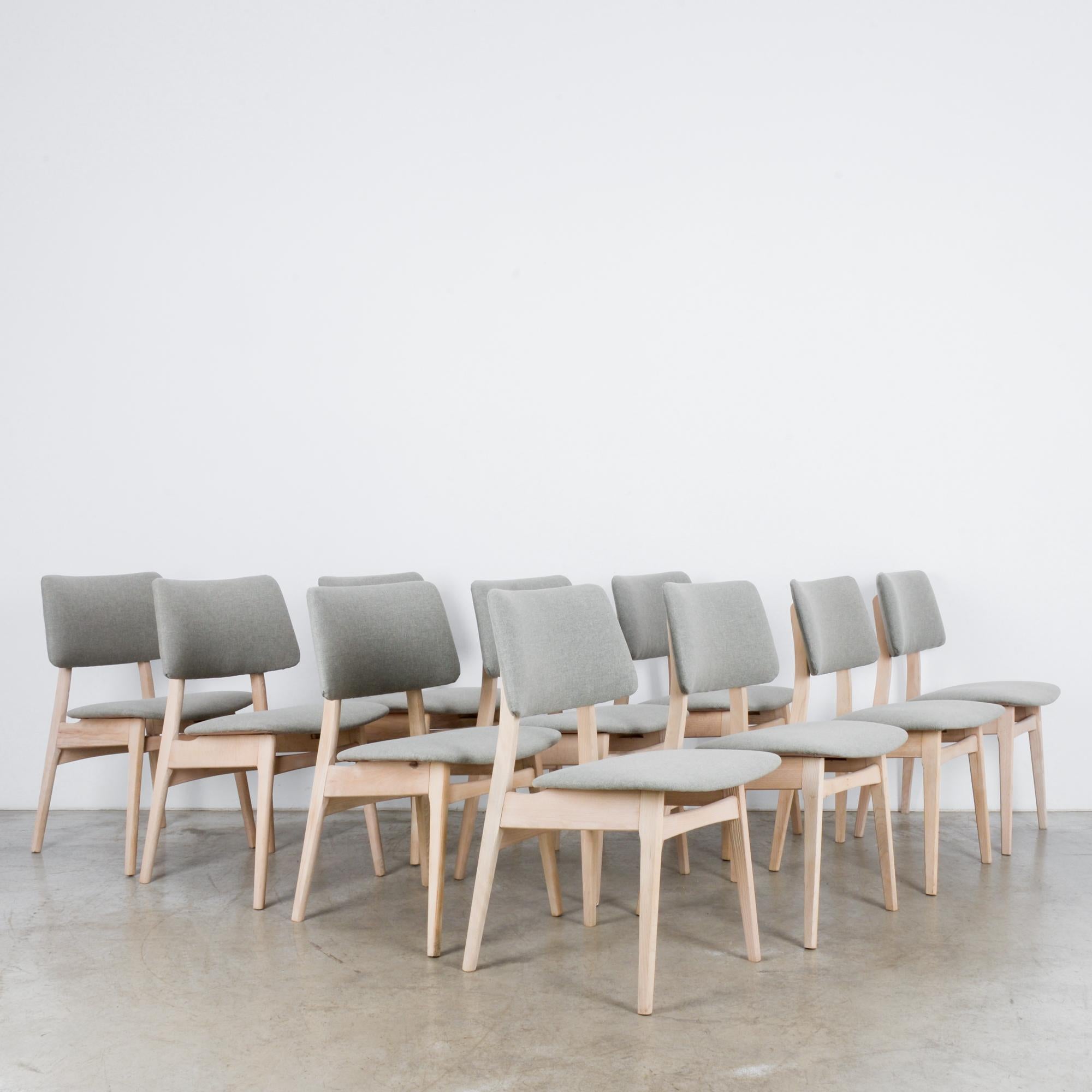 Scandinavian Modern 1970s Danish Upholstered Beech Dining Chairs, Set of Ten