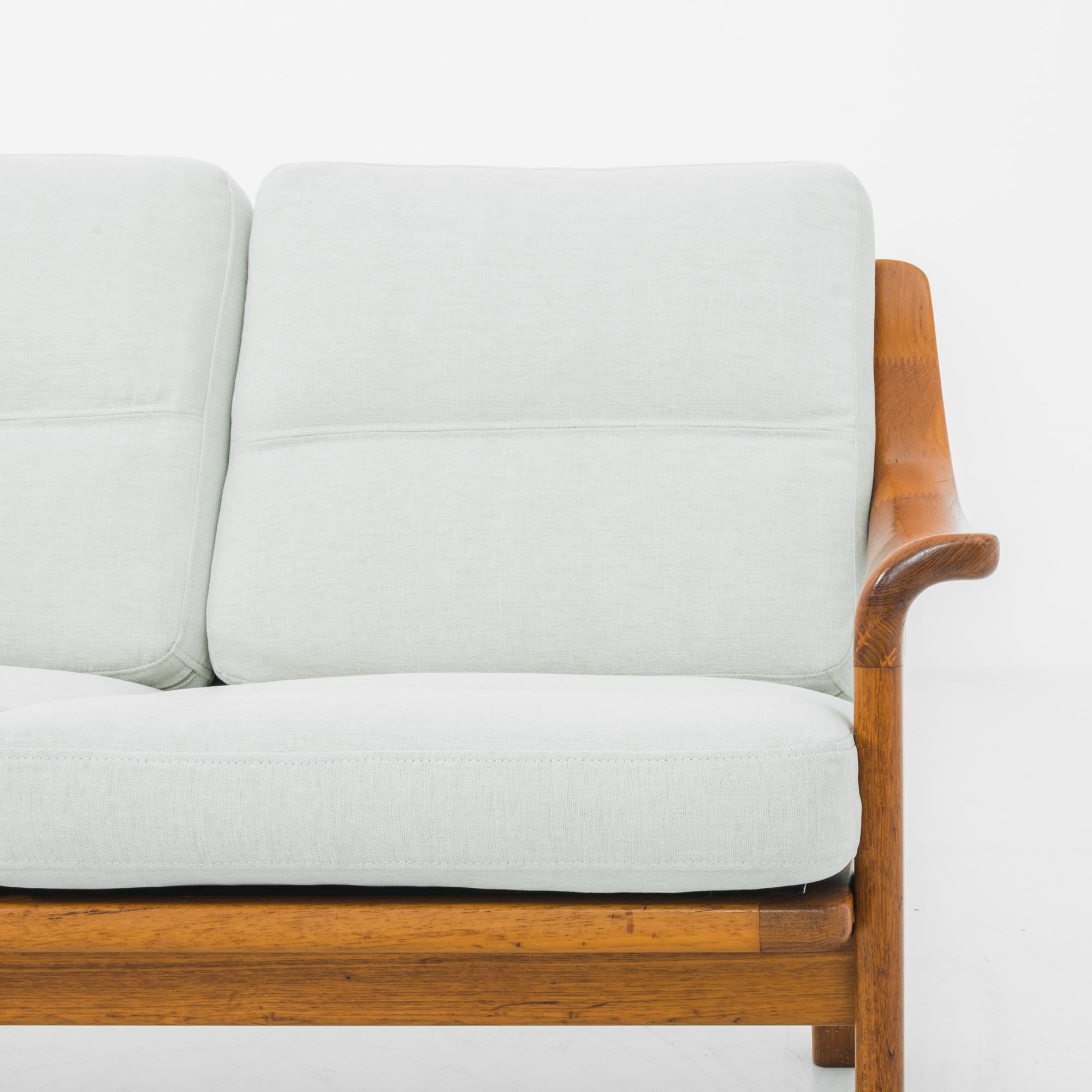Fabric 1970s Danish Upholstered Teak Sofa