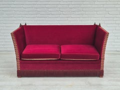 1970s, Danish velour 2 seater drop arm sofa, velour, original condition.