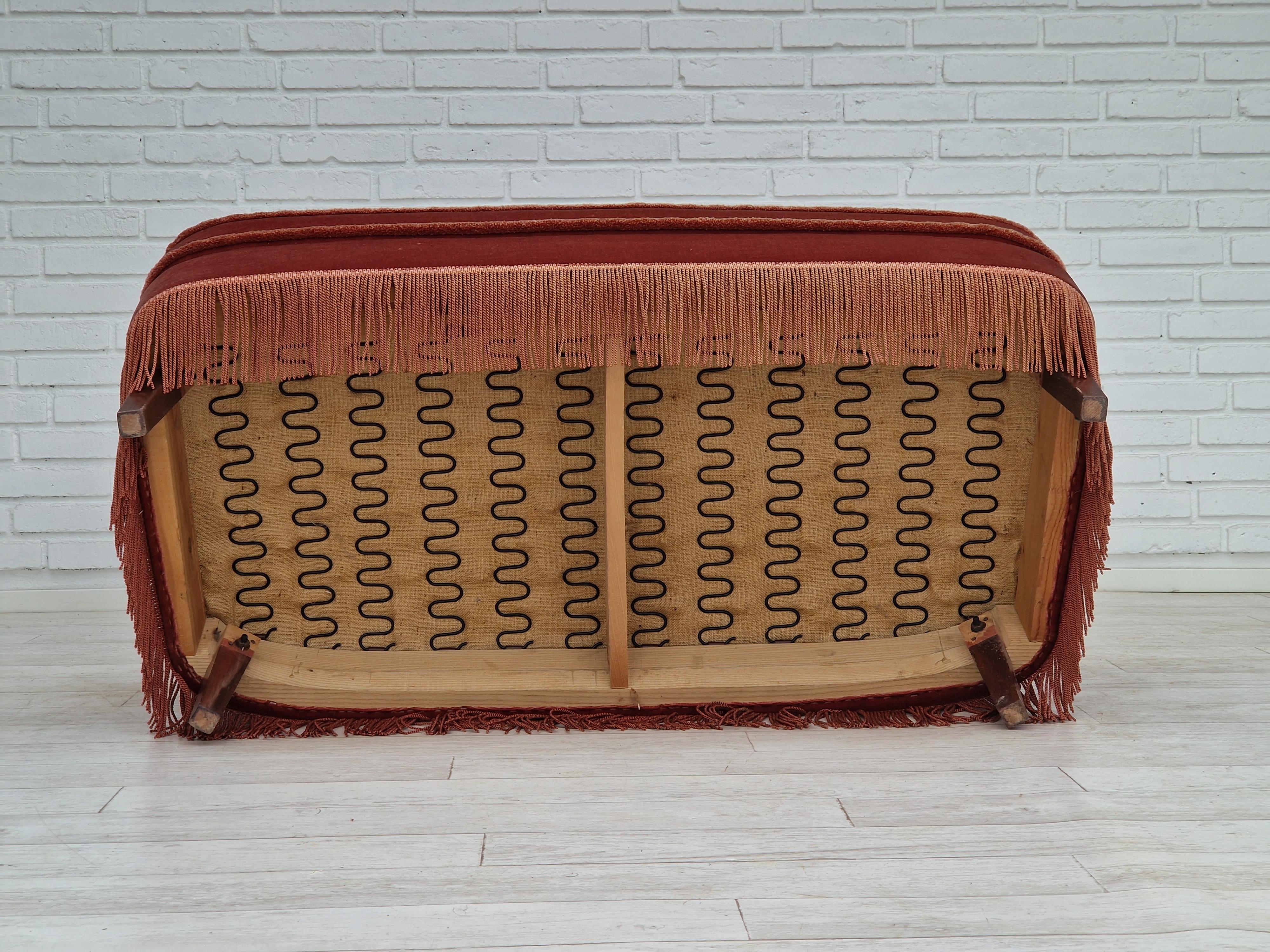 1970s, Danish Velour 2 Seater Sofa, Original Condition, Beechwood 7