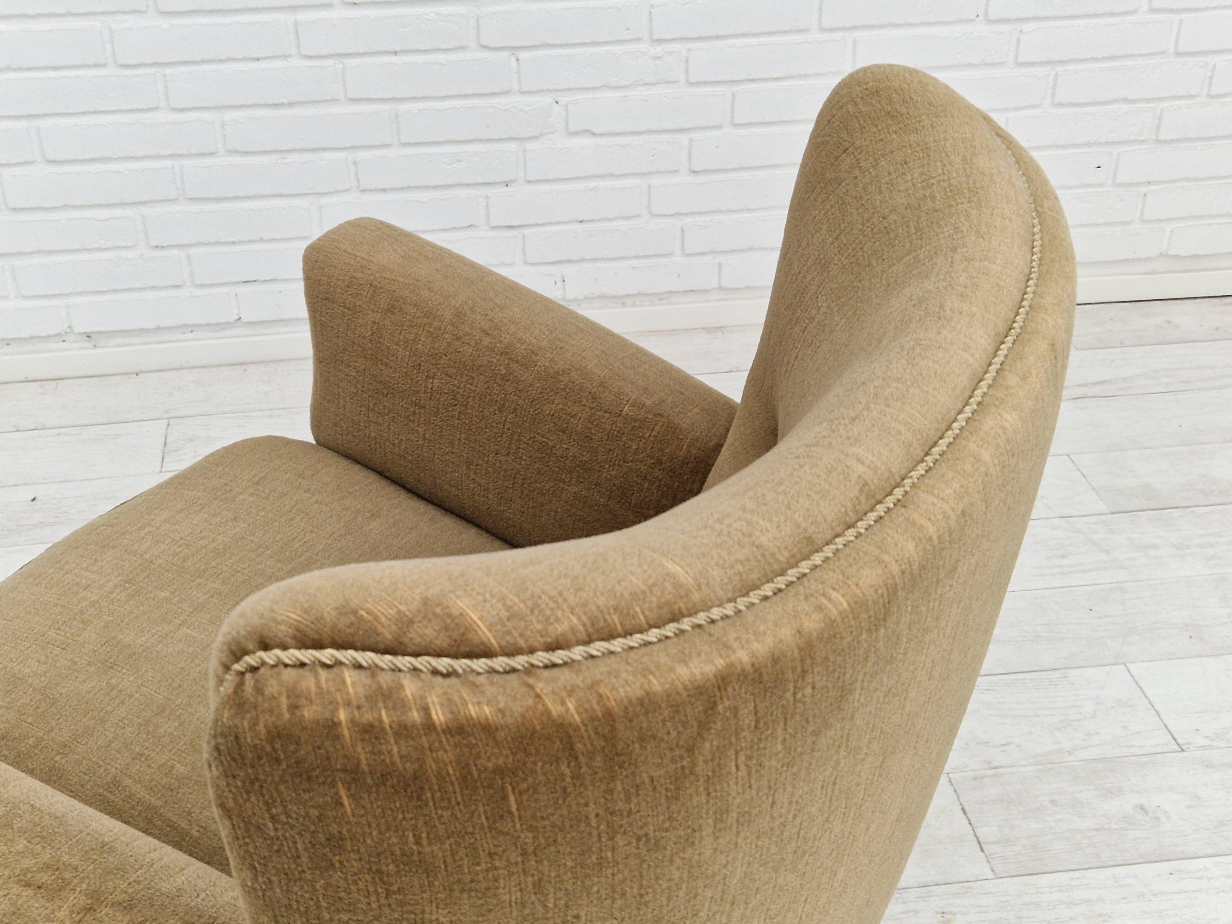 1970s, Danish velour chair, original condition, beech wood. 8