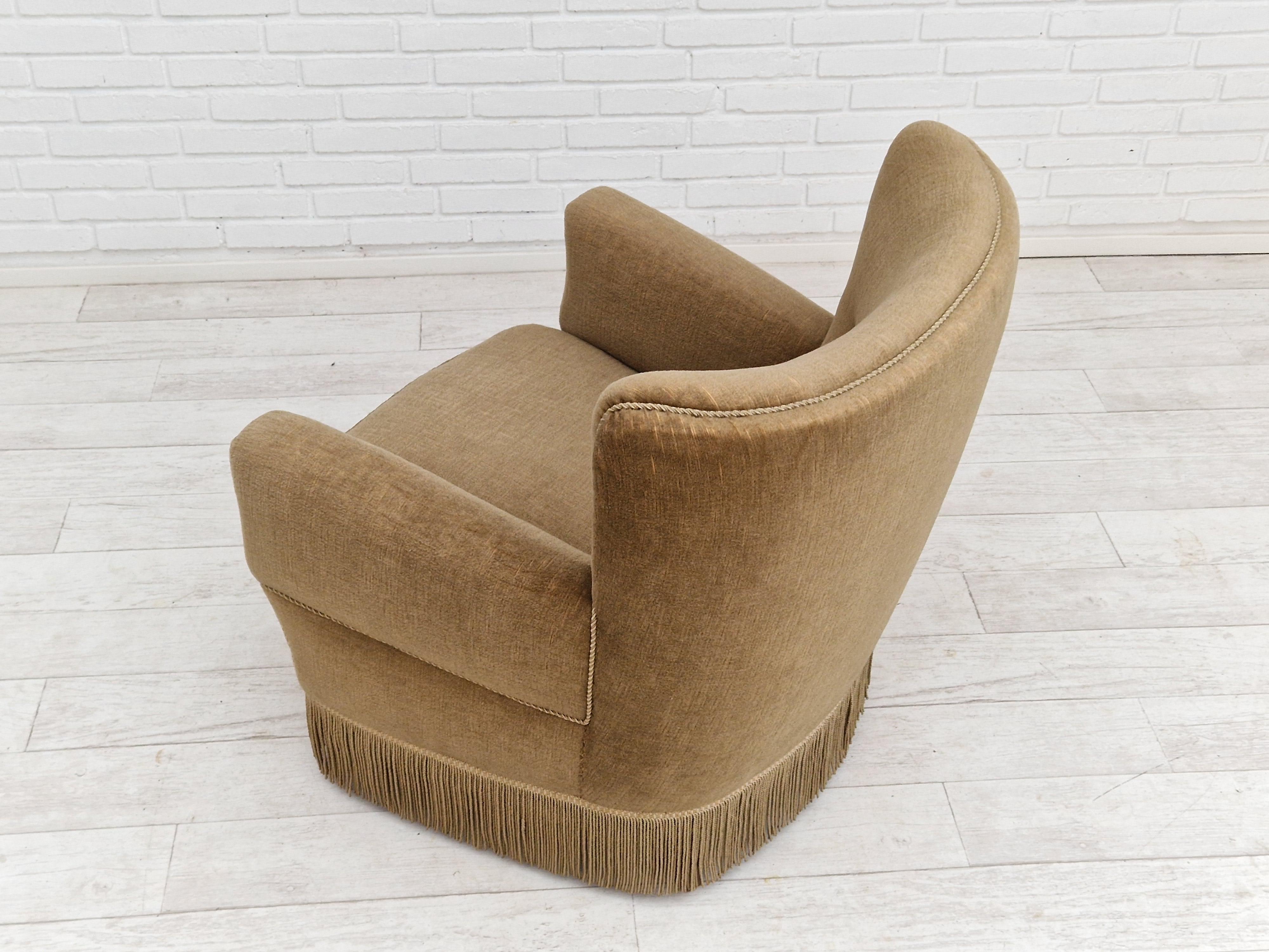 1970s, Danish velour chair, original condition, beech wood. 3