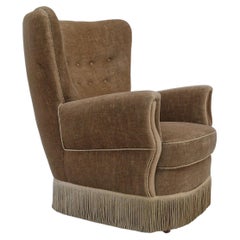1970s, Danish velour chair, original condition, beech wood