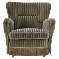 1970s, Danish velour chair, original condition, beech wood.