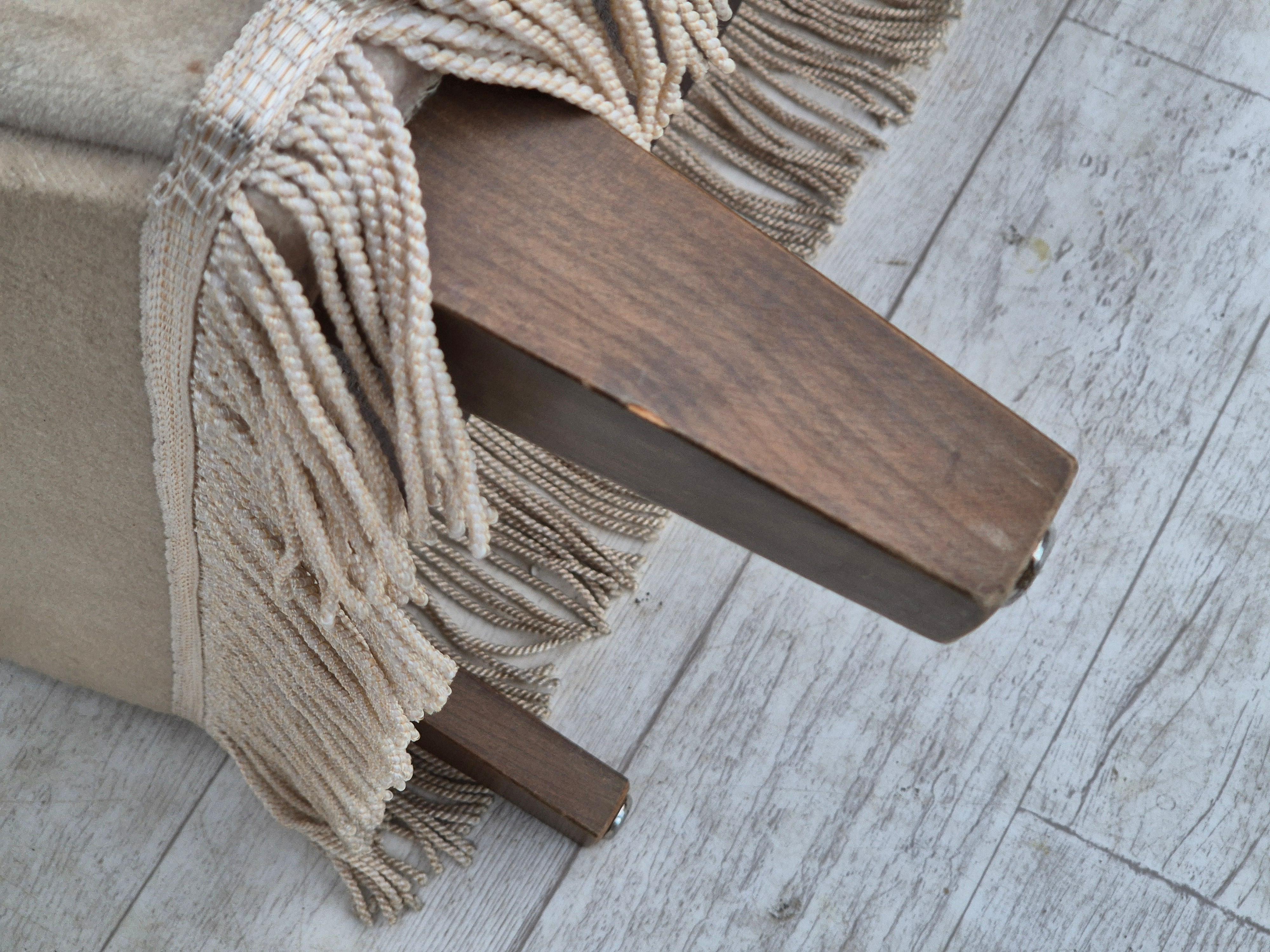 1970s, Danish vintage chair, furniture velour, ash wood, original condition. For Sale 4