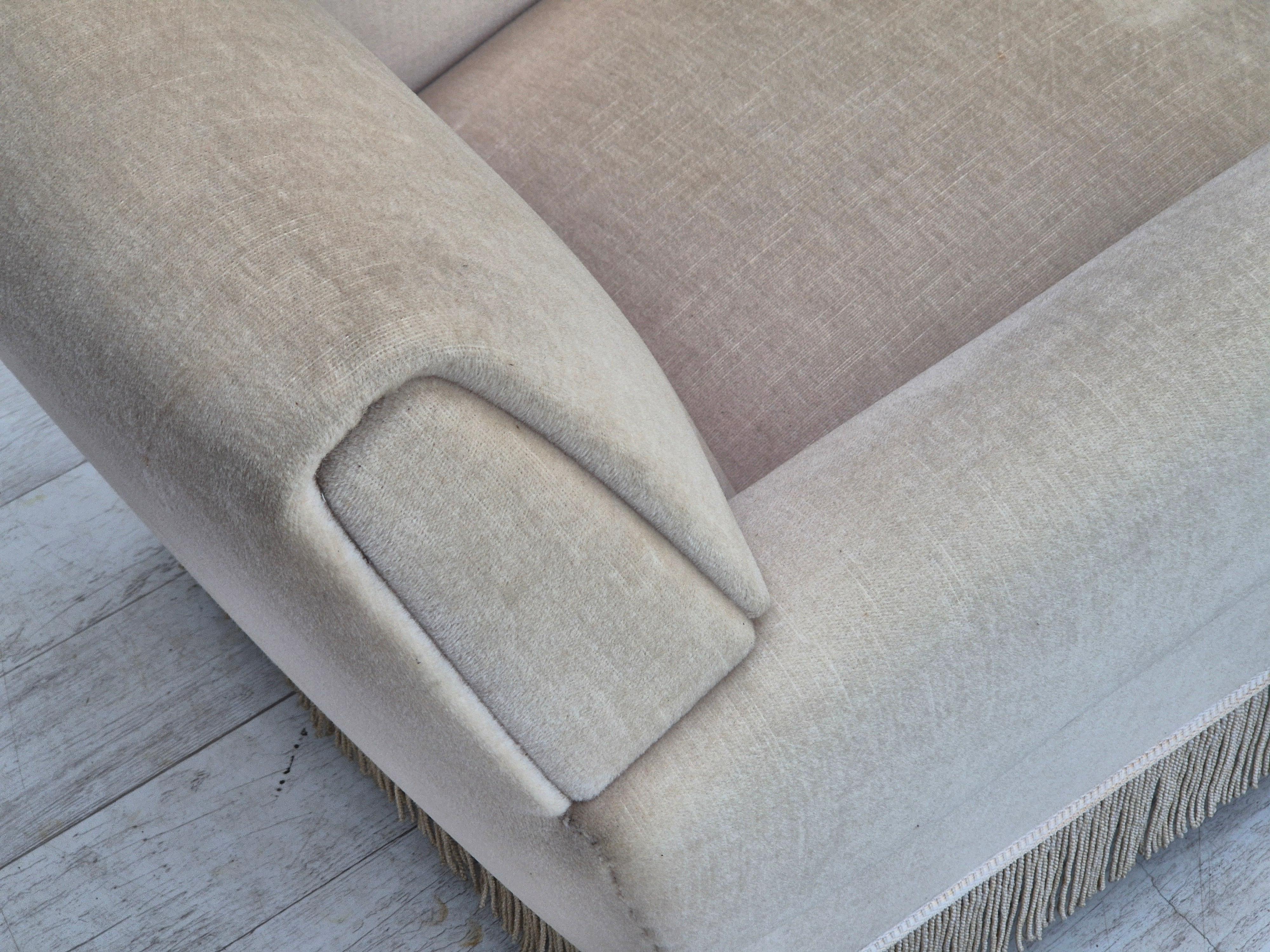 1970s, Danish vintage chair, furniture velour, ash wood, original condition. For Sale 7