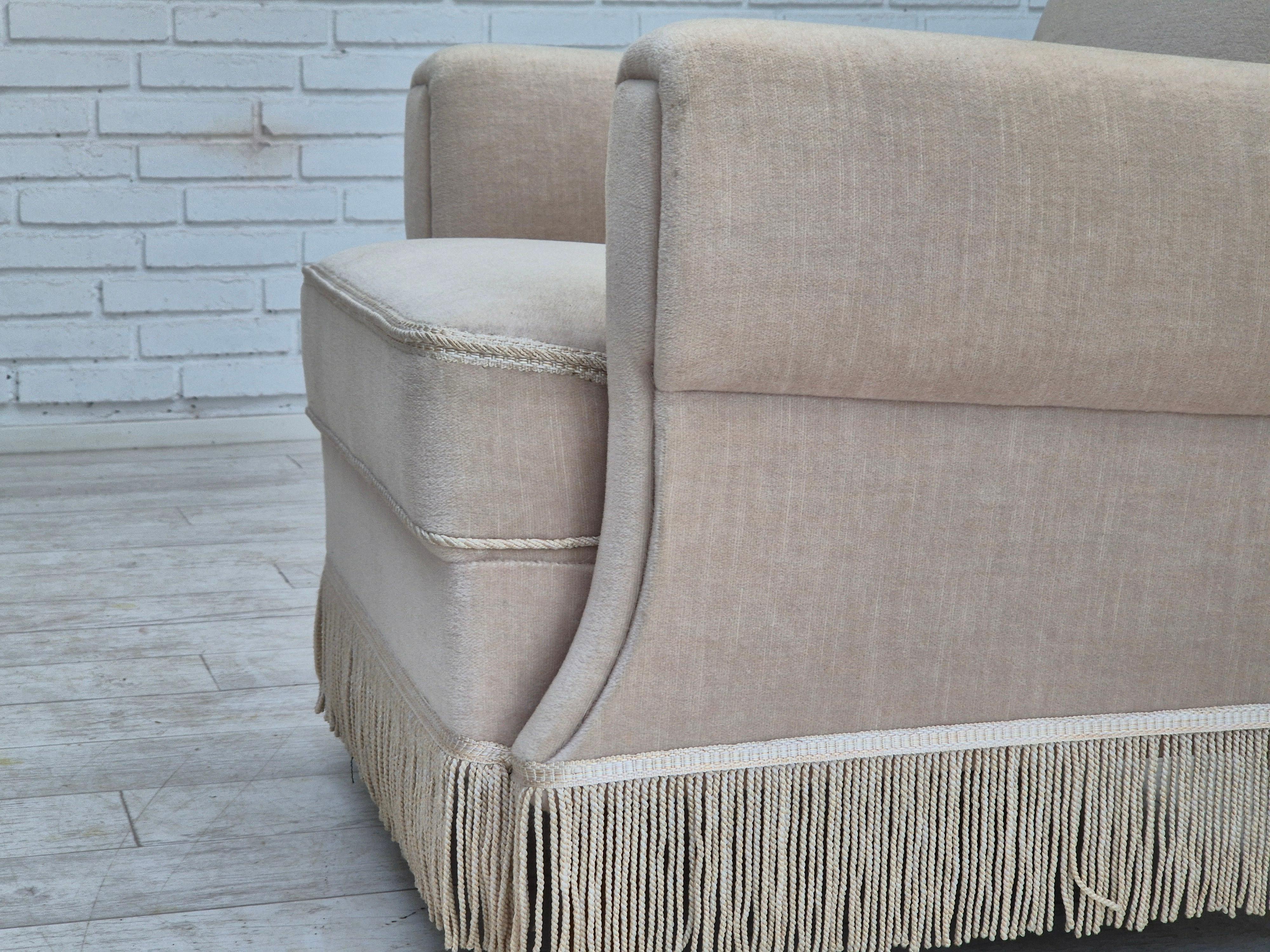 1970s, Danish vintage chair, furniture velour, ash wood, original condition. For Sale 9