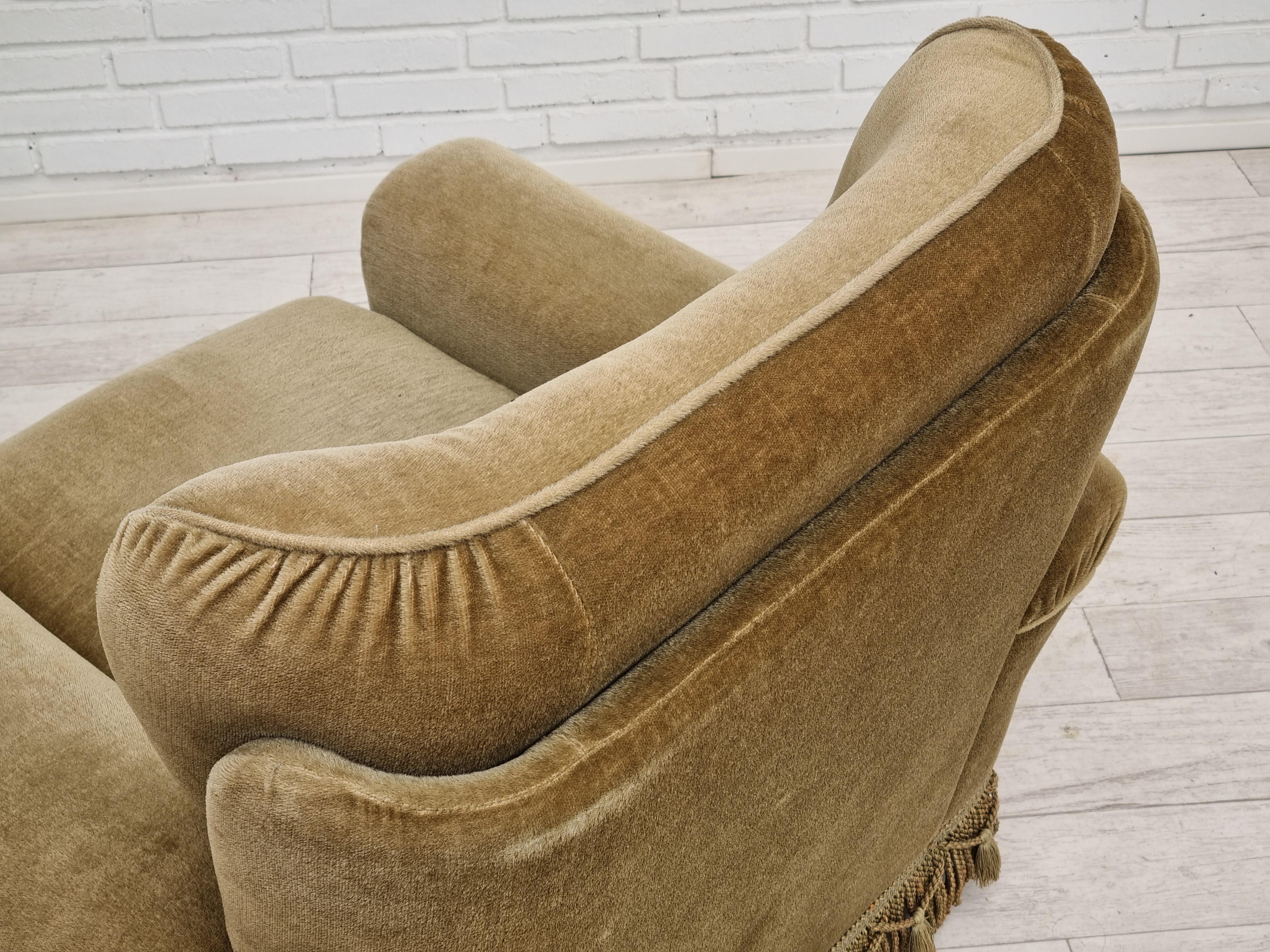 1970s, Danish vintage club chair,  original velour upholstery For Sale 6