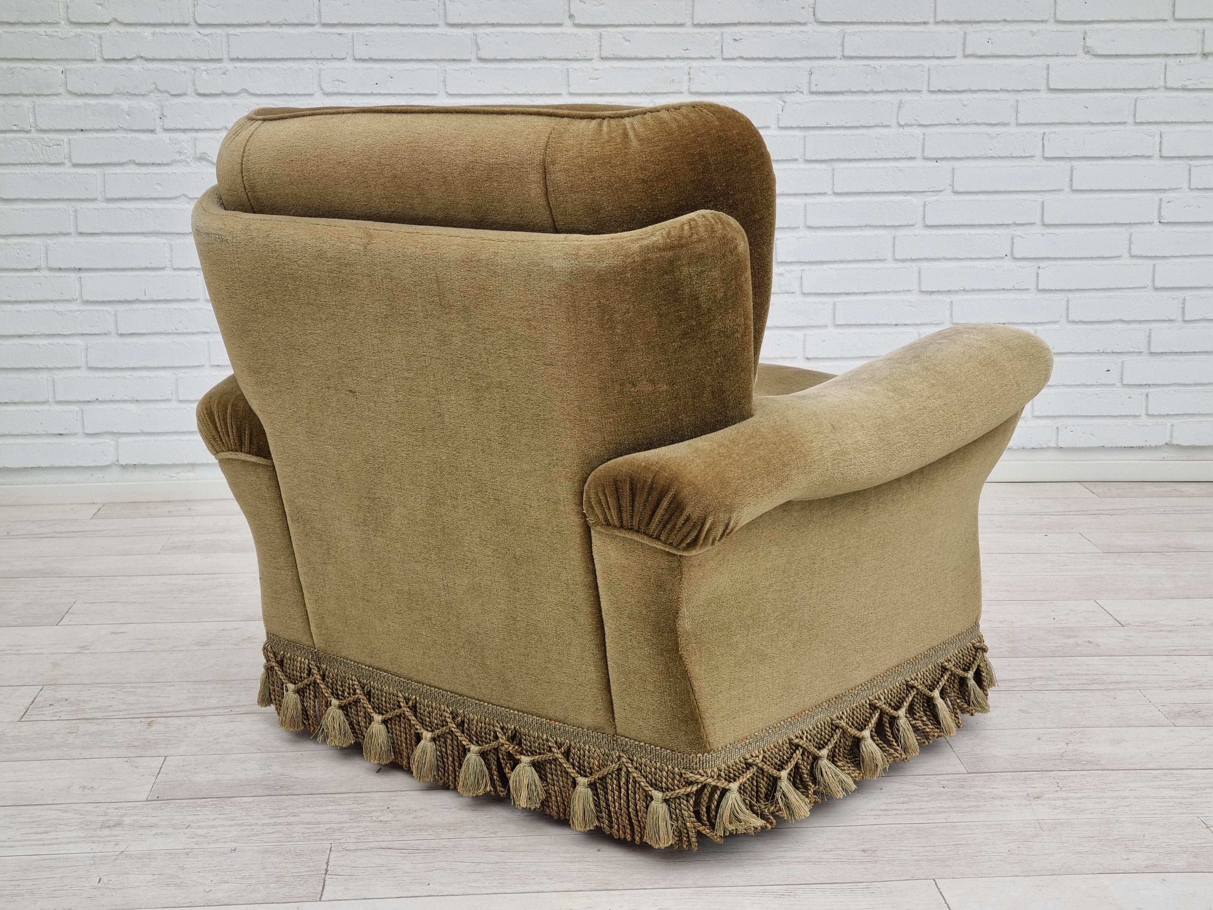 1970s, Danish vintage club chair,  original velour upholstery For Sale 7