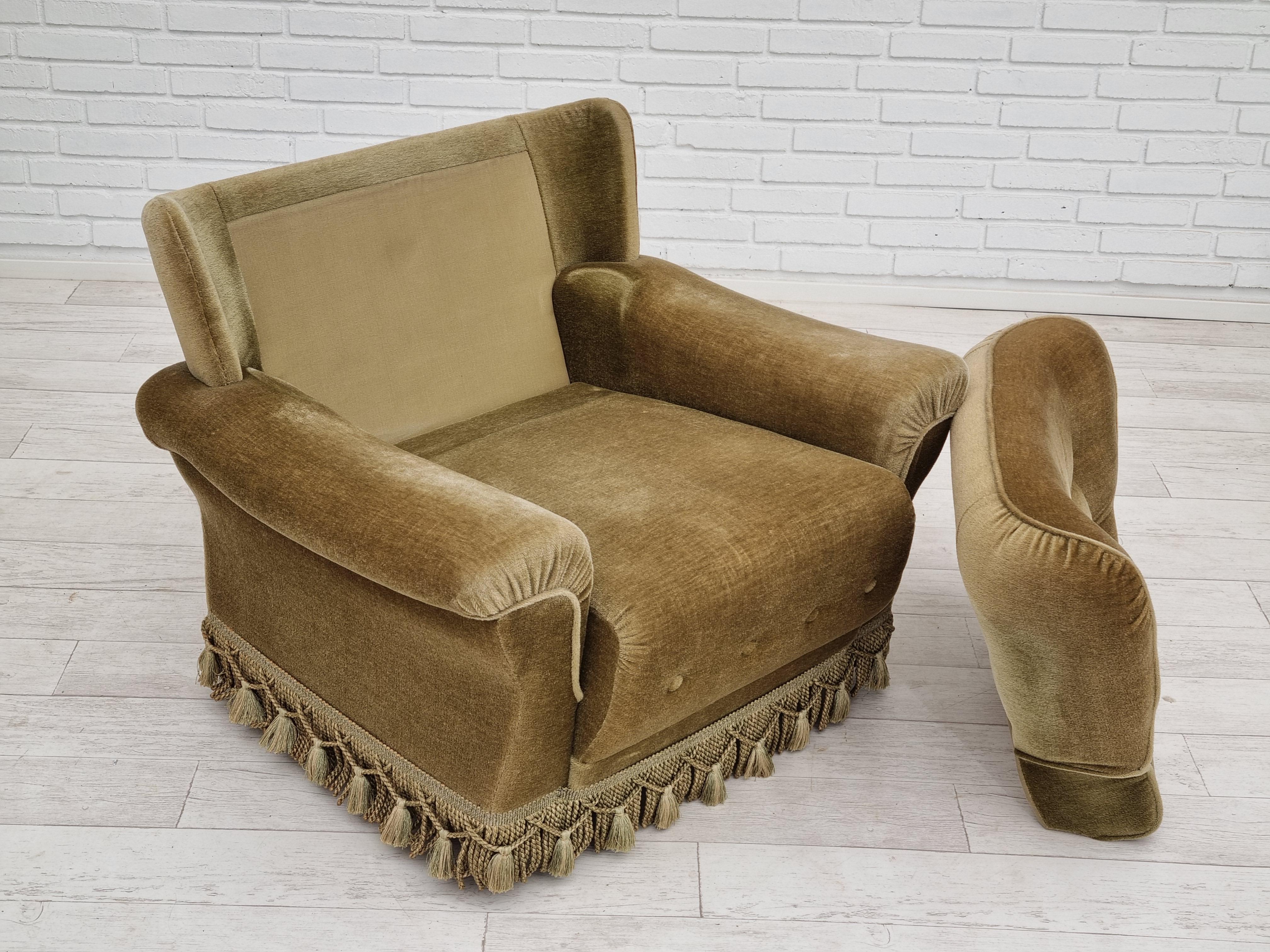 1970s, Danish vintage club chair,  original velour upholstery For Sale 10