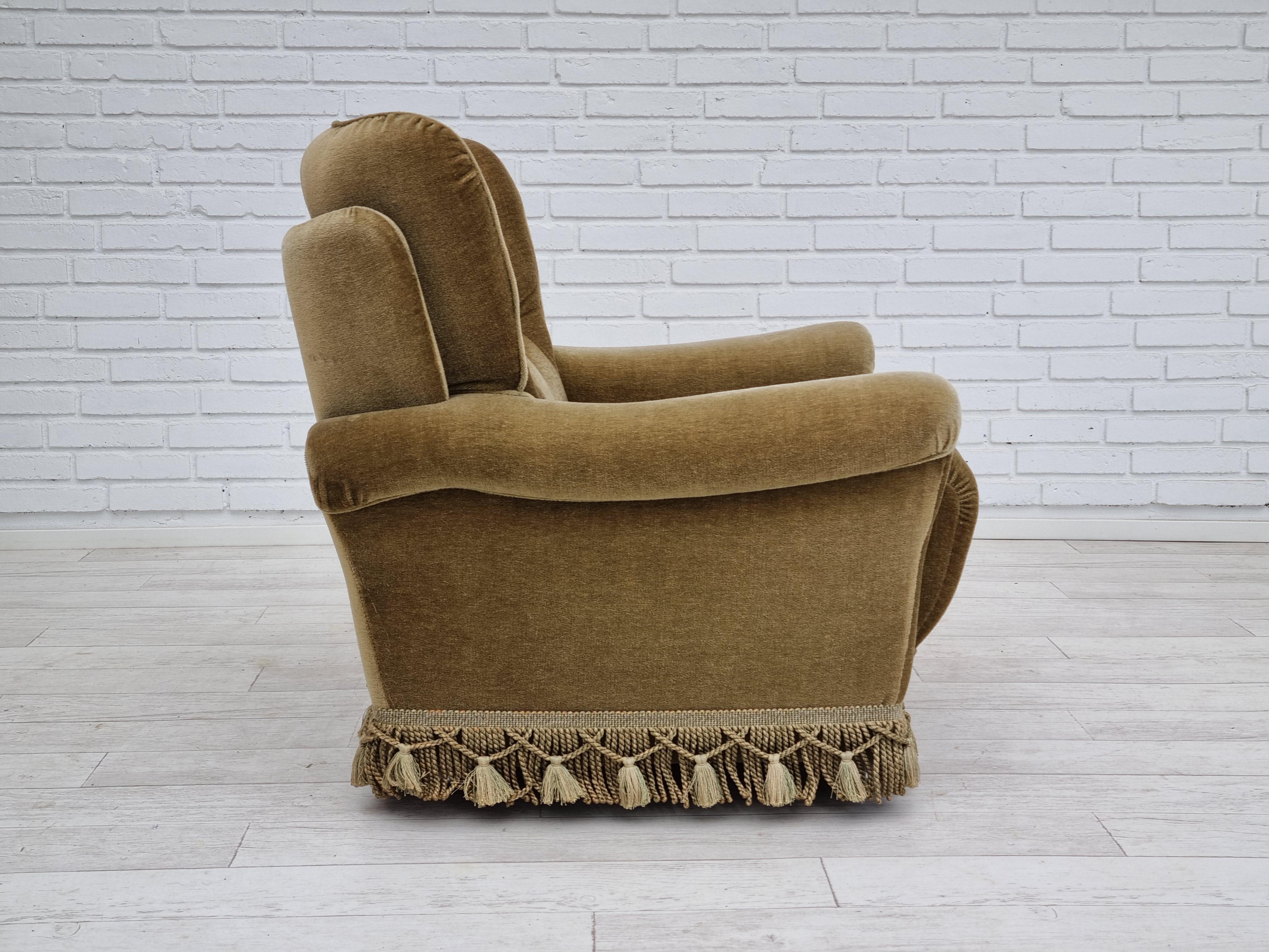 1970s, Danish vintage club chair,  original velour upholstery For Sale 1