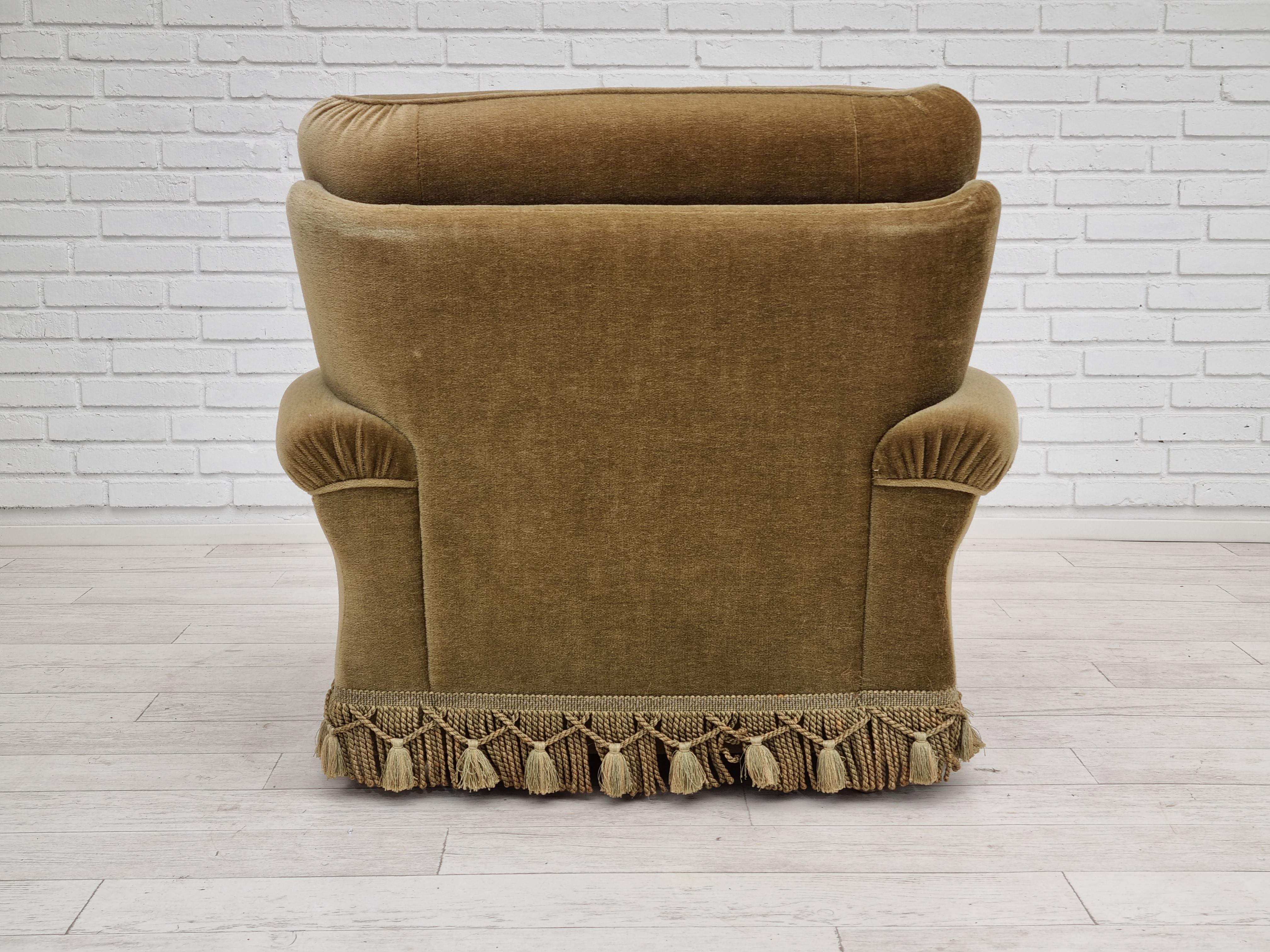 1970s, Danish vintage club chair,  original velour upholstery For Sale 2