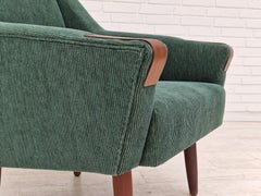 1970s, Danish Vintage Reupholstered Armchair by Rolschau Møbler, Velvet-Corduroy