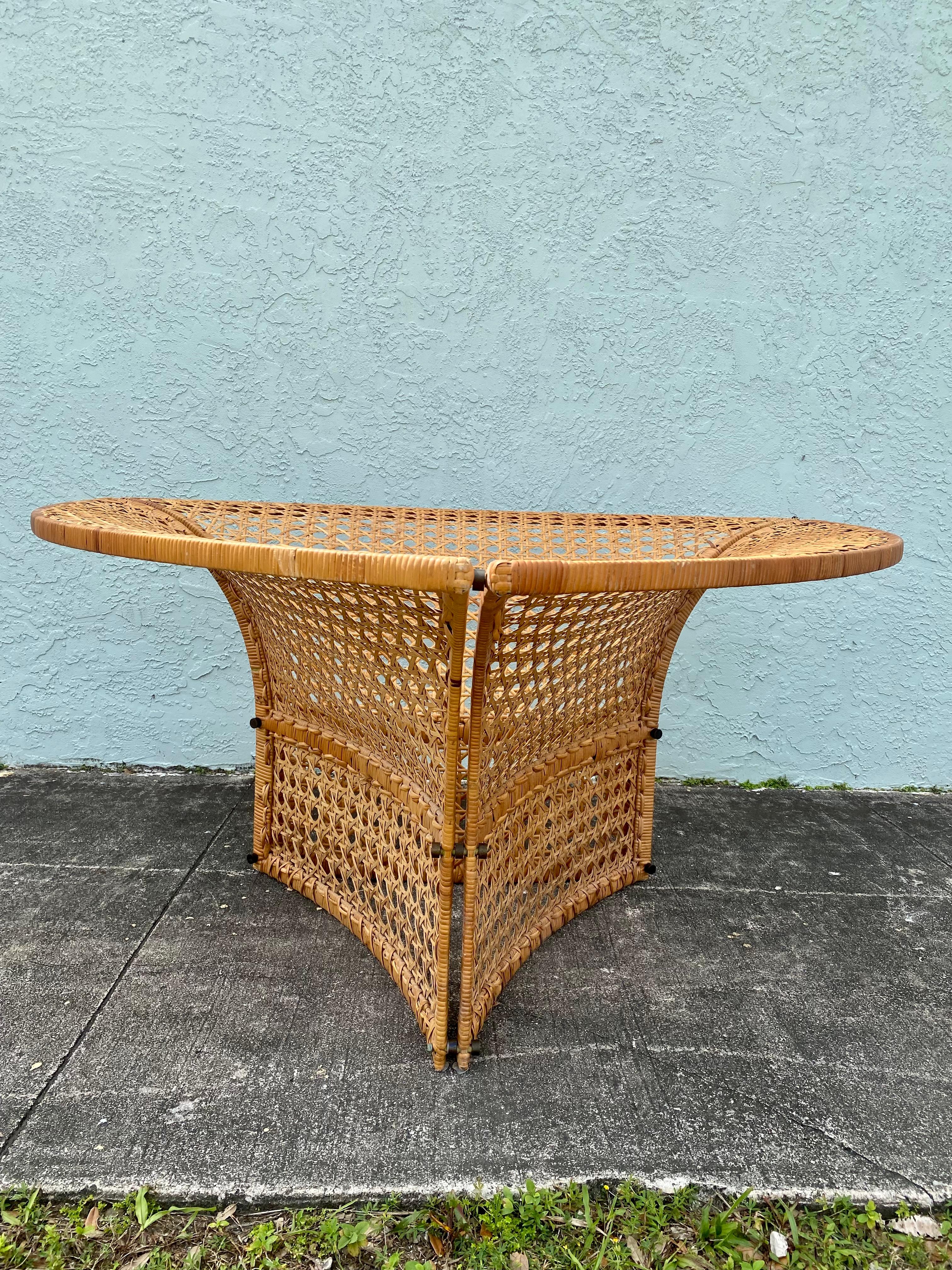 1970s Danny Ho Sculptural Rattan Dining Table and Chairs, Set of 5 For Sale 2