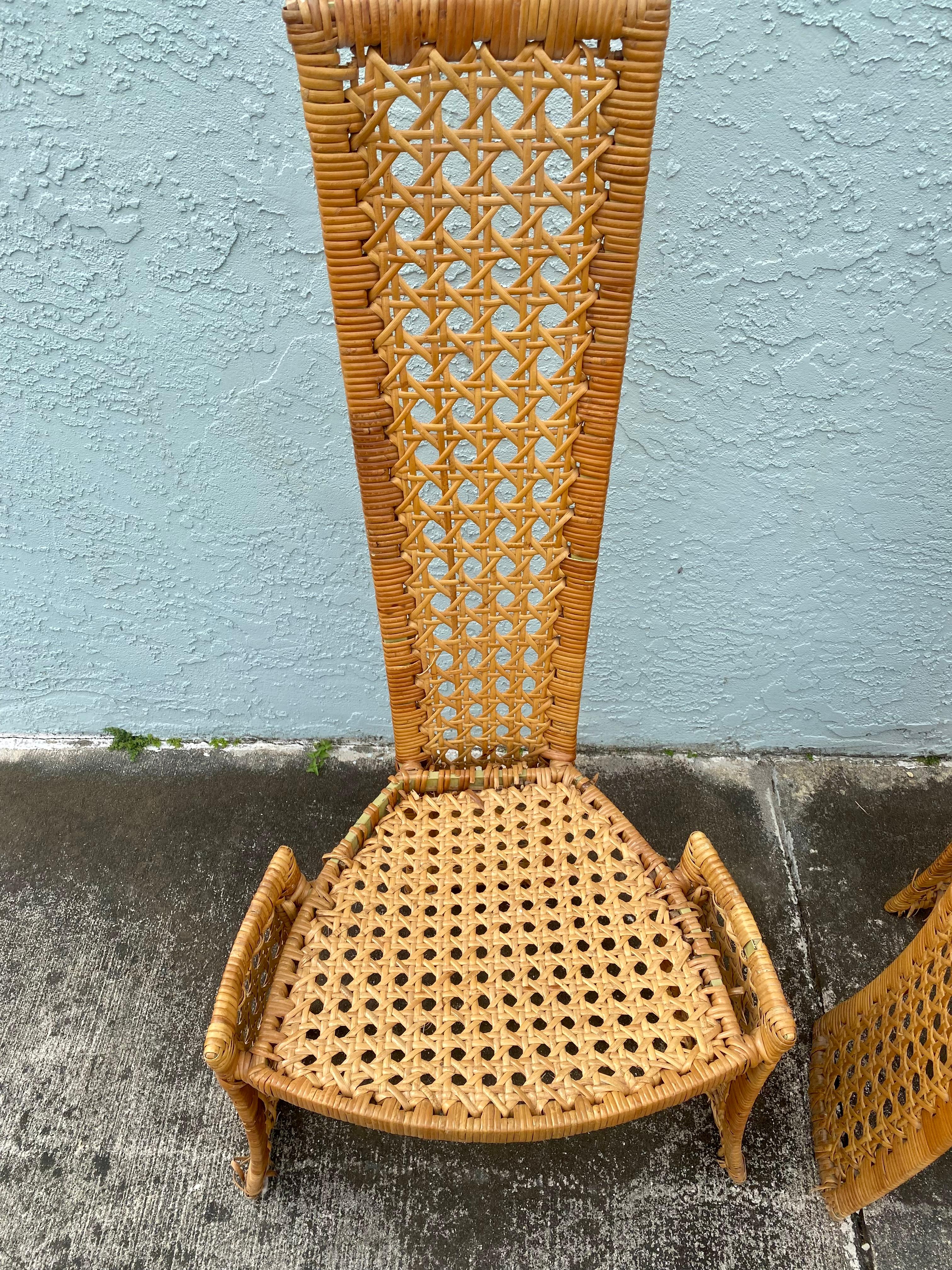 1970s Danny Ho Sculptural Rattan Dining Table and Chairs, Set of 5 For Sale 12