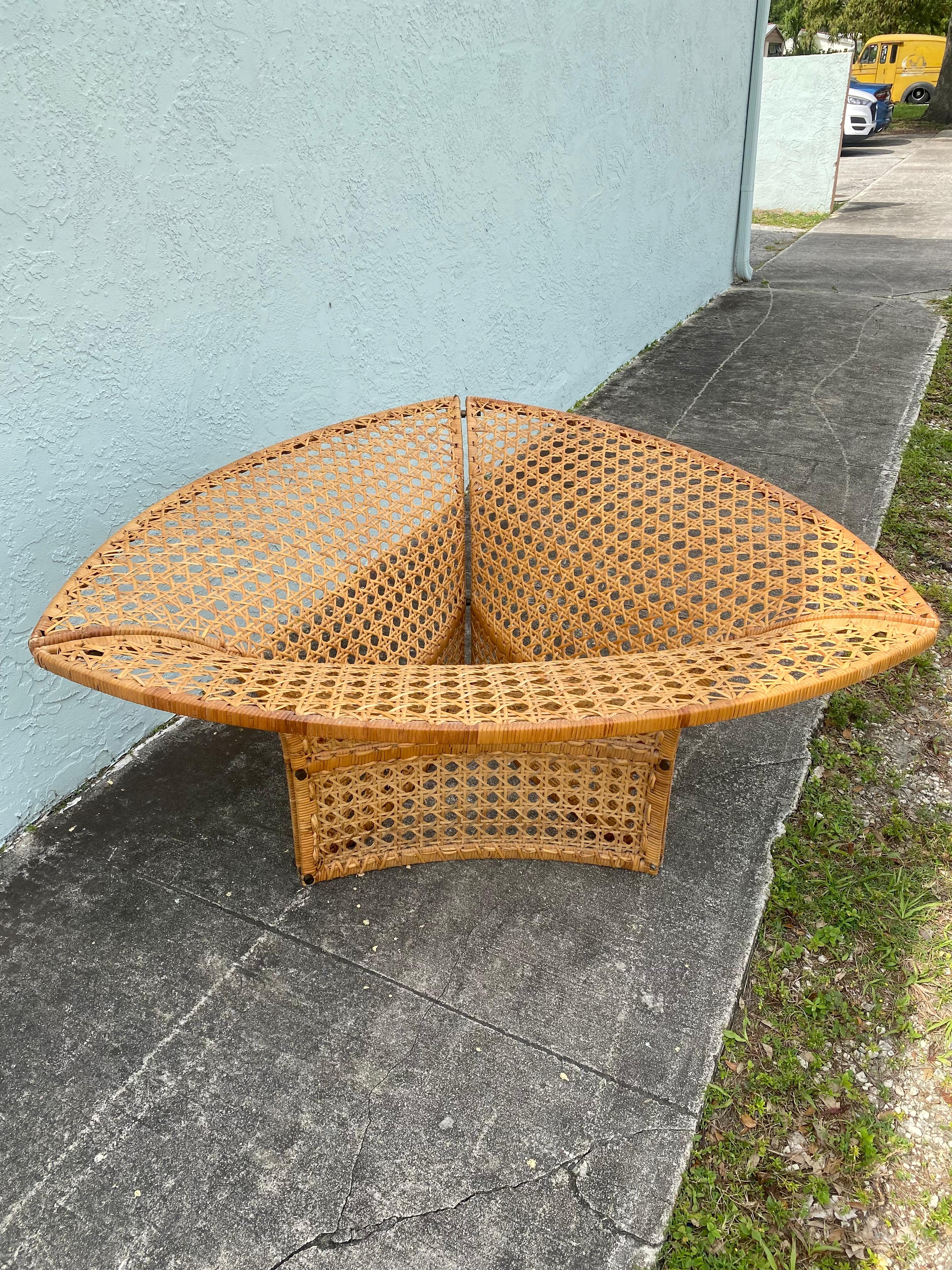 Brass 1970s Danny Ho Sculptural Rattan Dining Table and Chairs, Set of 5 For Sale