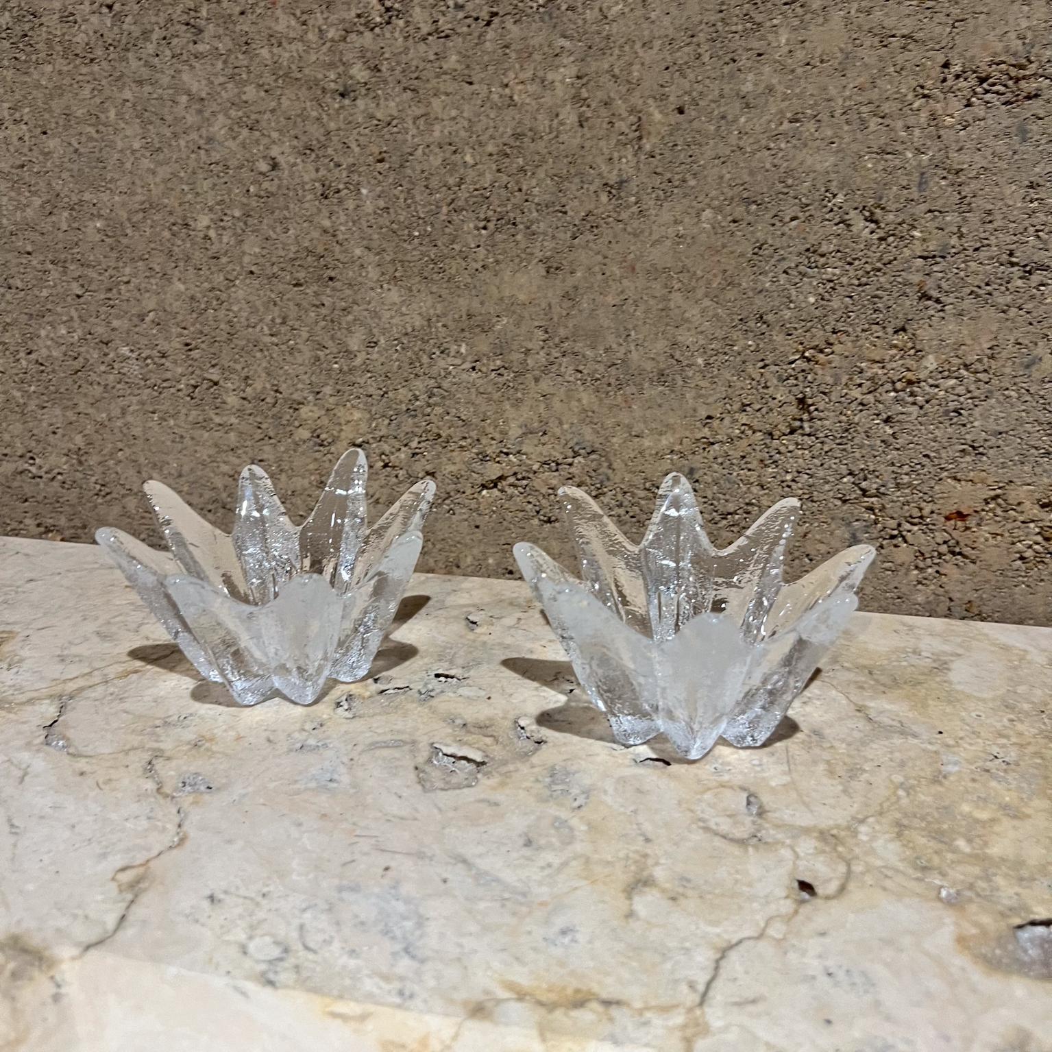 Scandinavian Modern 1970s Dansk Star Shaped Glass Candle Holder Pair For Sale