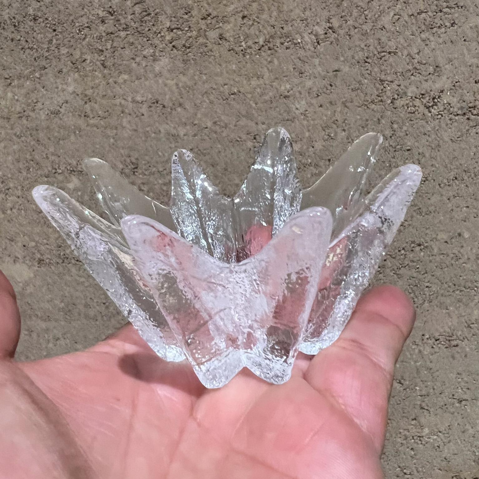 Art Glass 1970s Dansk Star Shaped Glass Candle Holder Pair For Sale