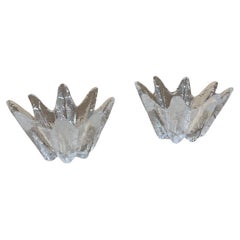 1970s Dansk Star Shaped Glass Candle Holder Pair