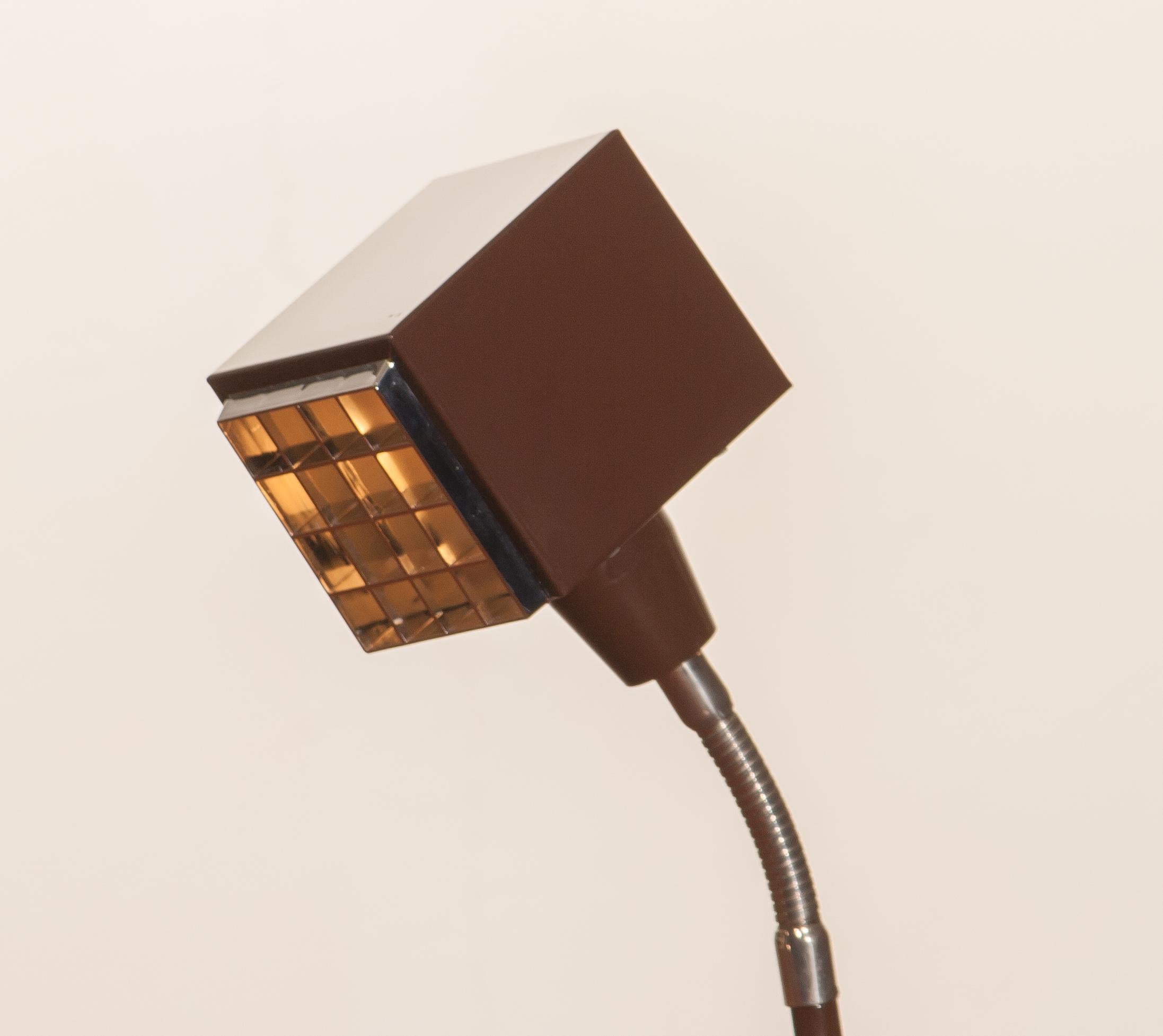 Swedish 1970s, Dark Brown Metal, Desk Lamp 