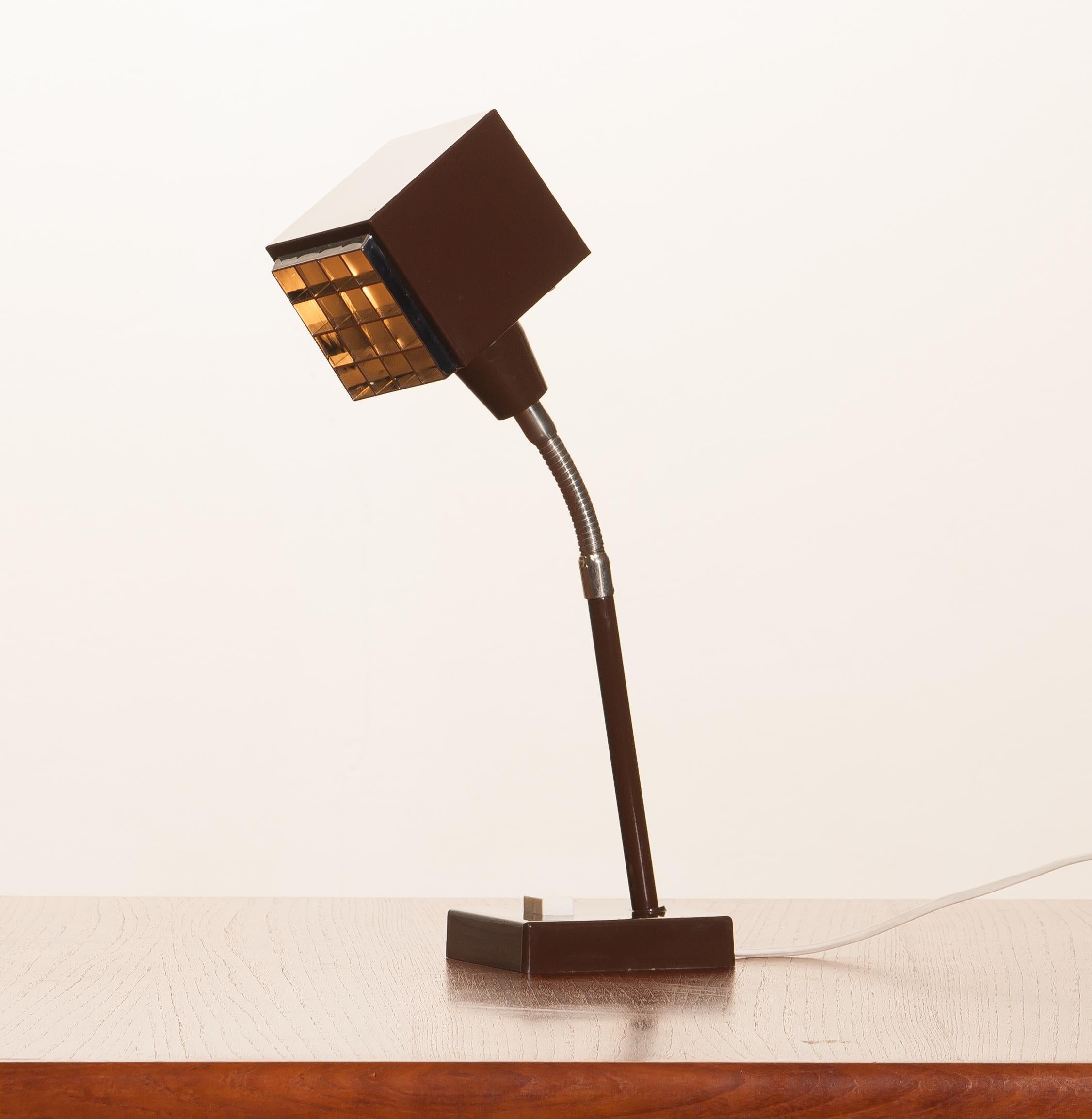 1970s, Dark Brown Metal, Desk Lamp 