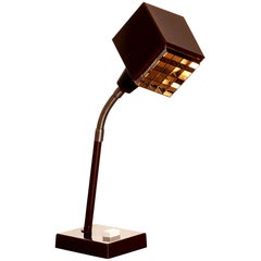 1970s, Dark Brown Metal, Desk Lamp "the Cube" by Hans-Anne Jakobsson for Elidus