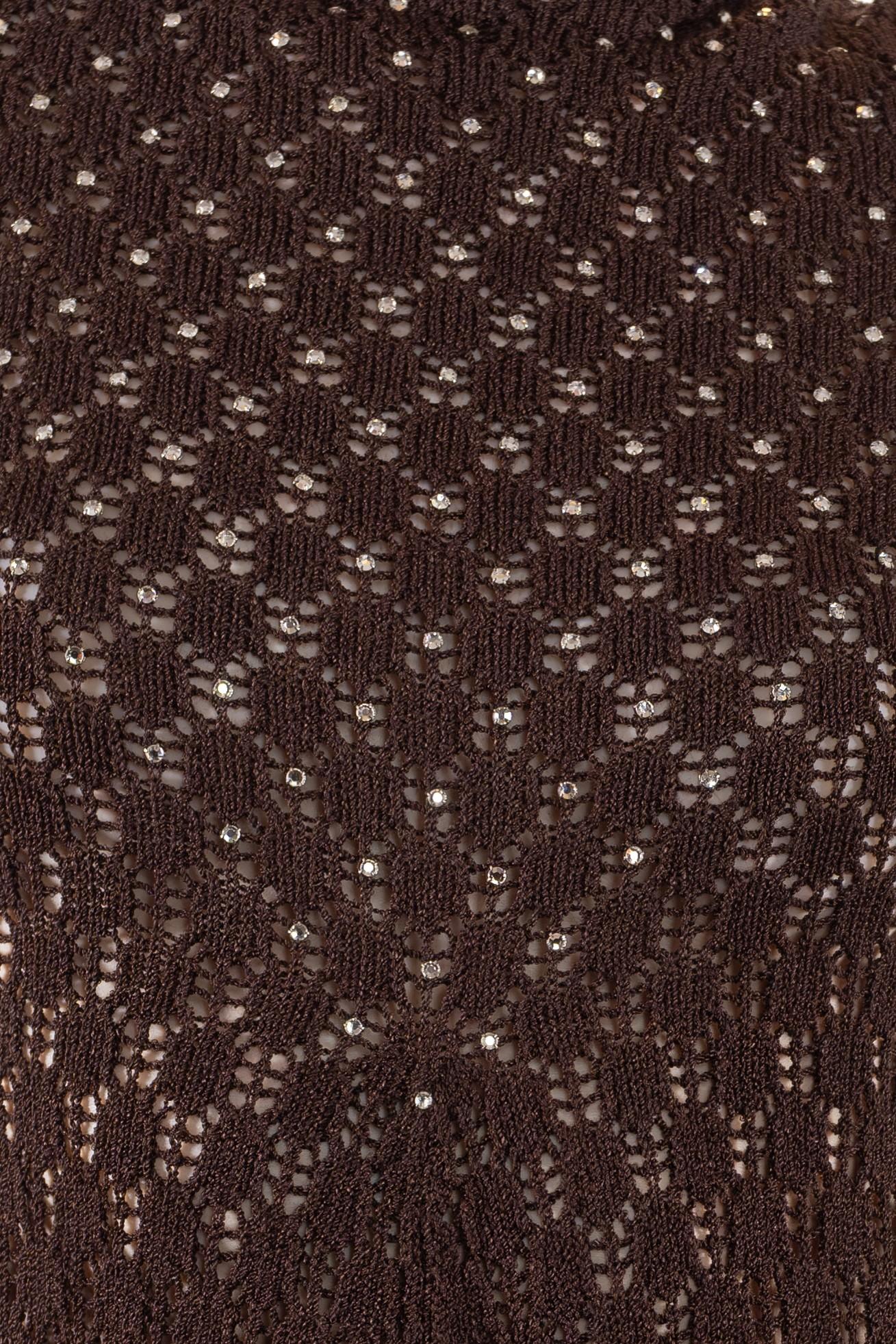 1970S Vestido de manga larga de punto de mezcla de rayón semitransparente marrón chocolate oscuro en venta 3