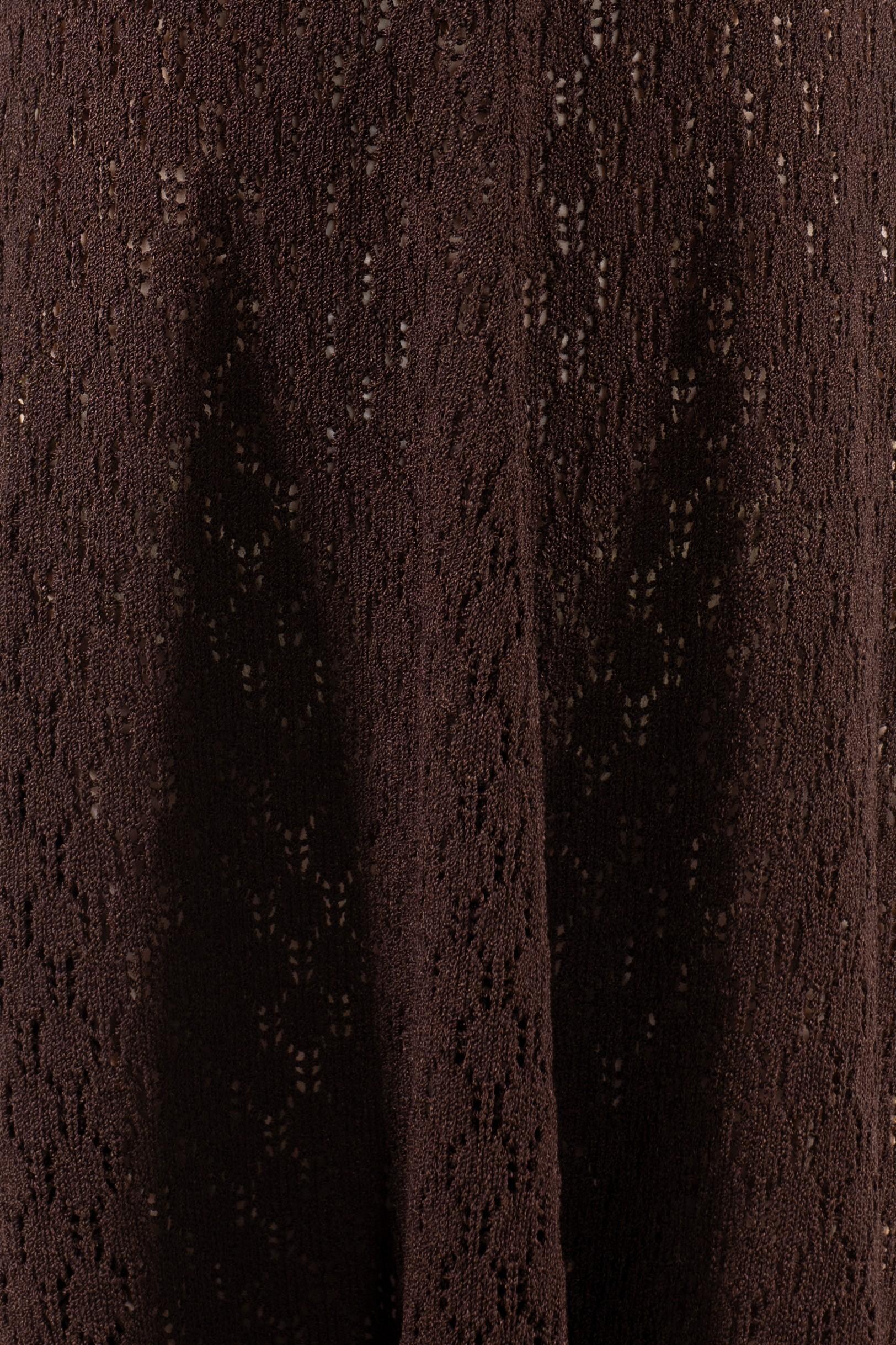 1970S Vestido de manga larga de punto de mezcla de rayón semitransparente marrón chocolate oscuro en venta 4