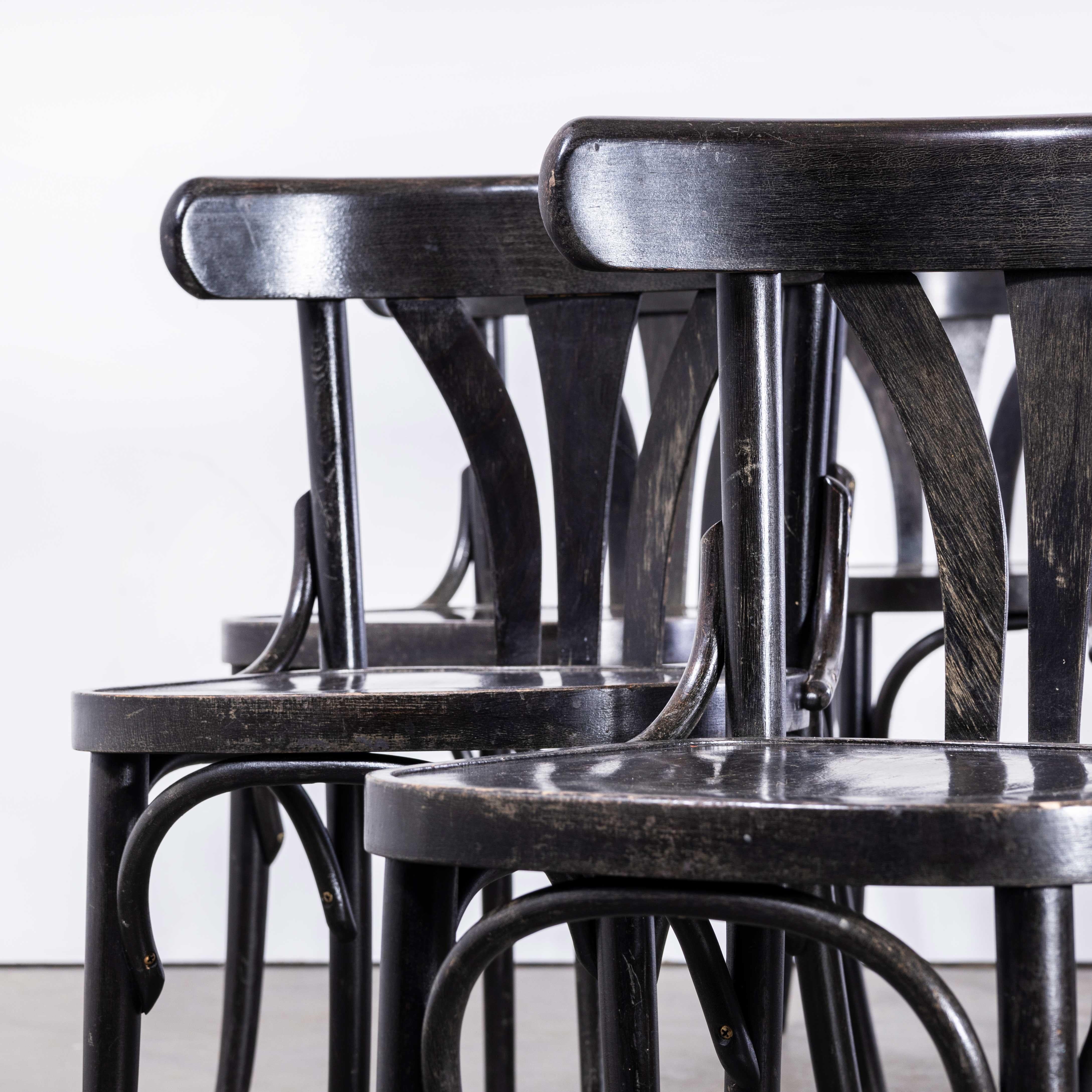 1970s Dark Ebonized Bentwood Dining Chair, Set of Ten 5