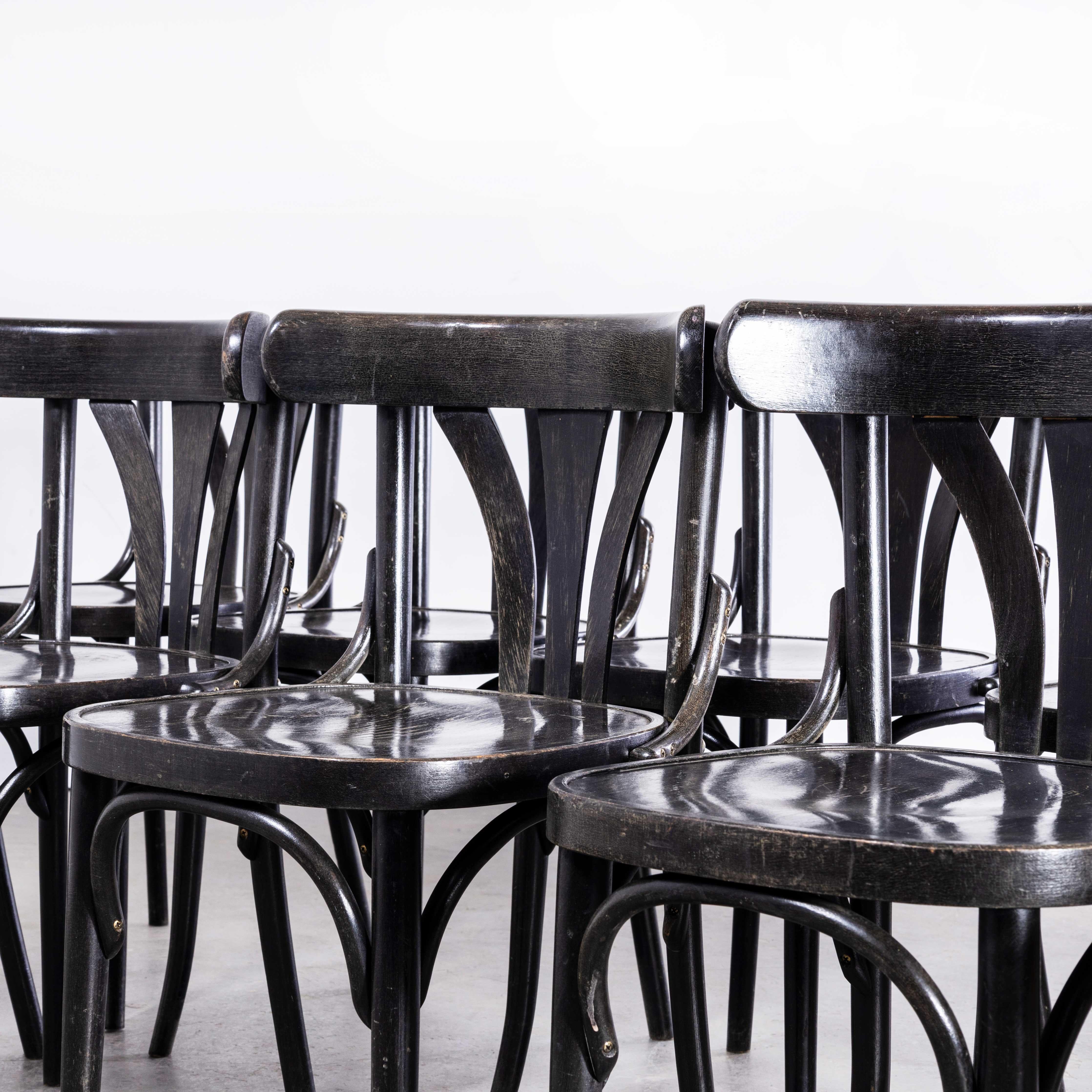 European 1970s Dark Ebonized Bentwood Dining Chair, Set of Ten