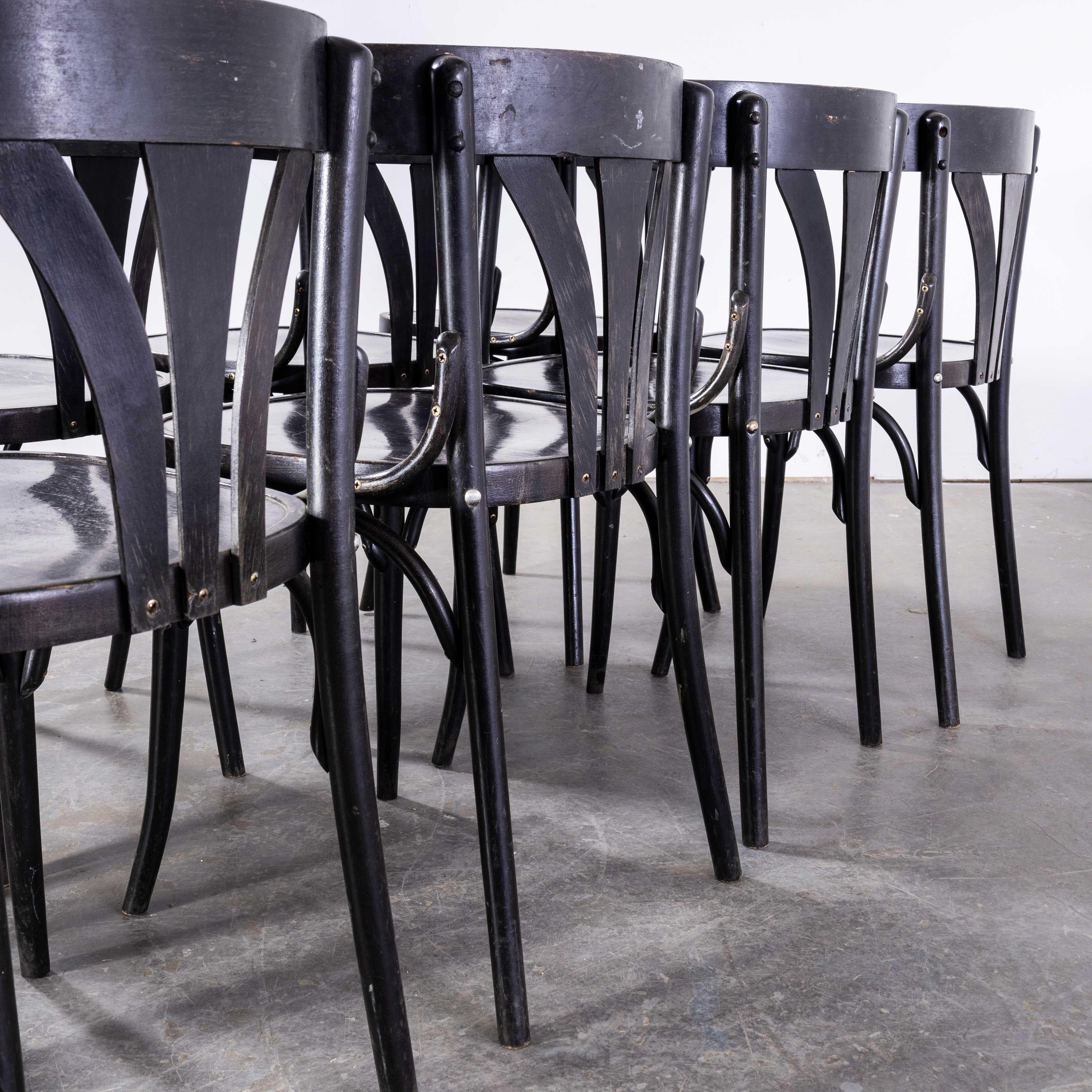 1970s Dark Ebonized Bentwood Dining Chair, Set of Ten In Good Condition In Hook, Hampshire