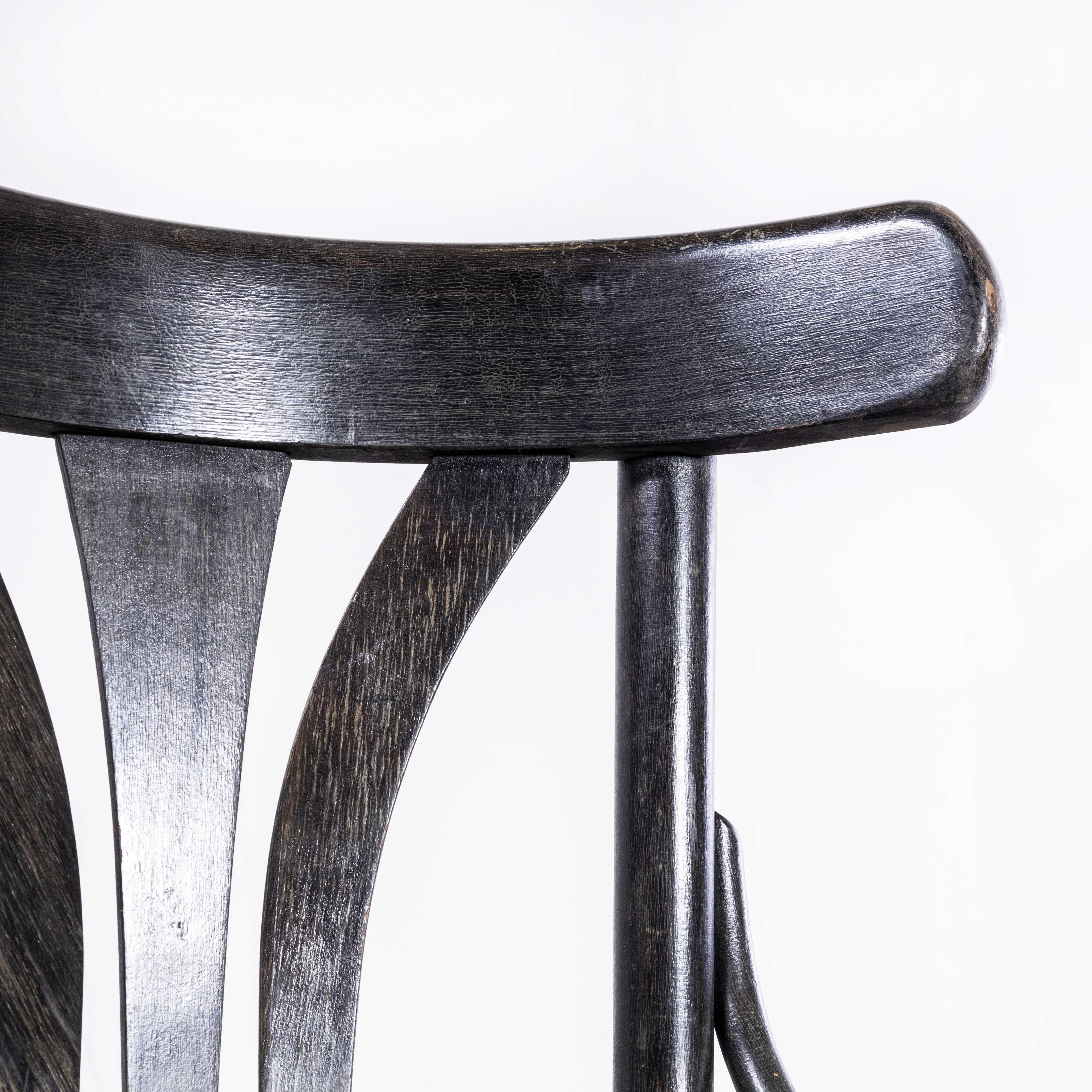1970s Dark Ebonized Bentwood Dining Chair, Set of Ten 1