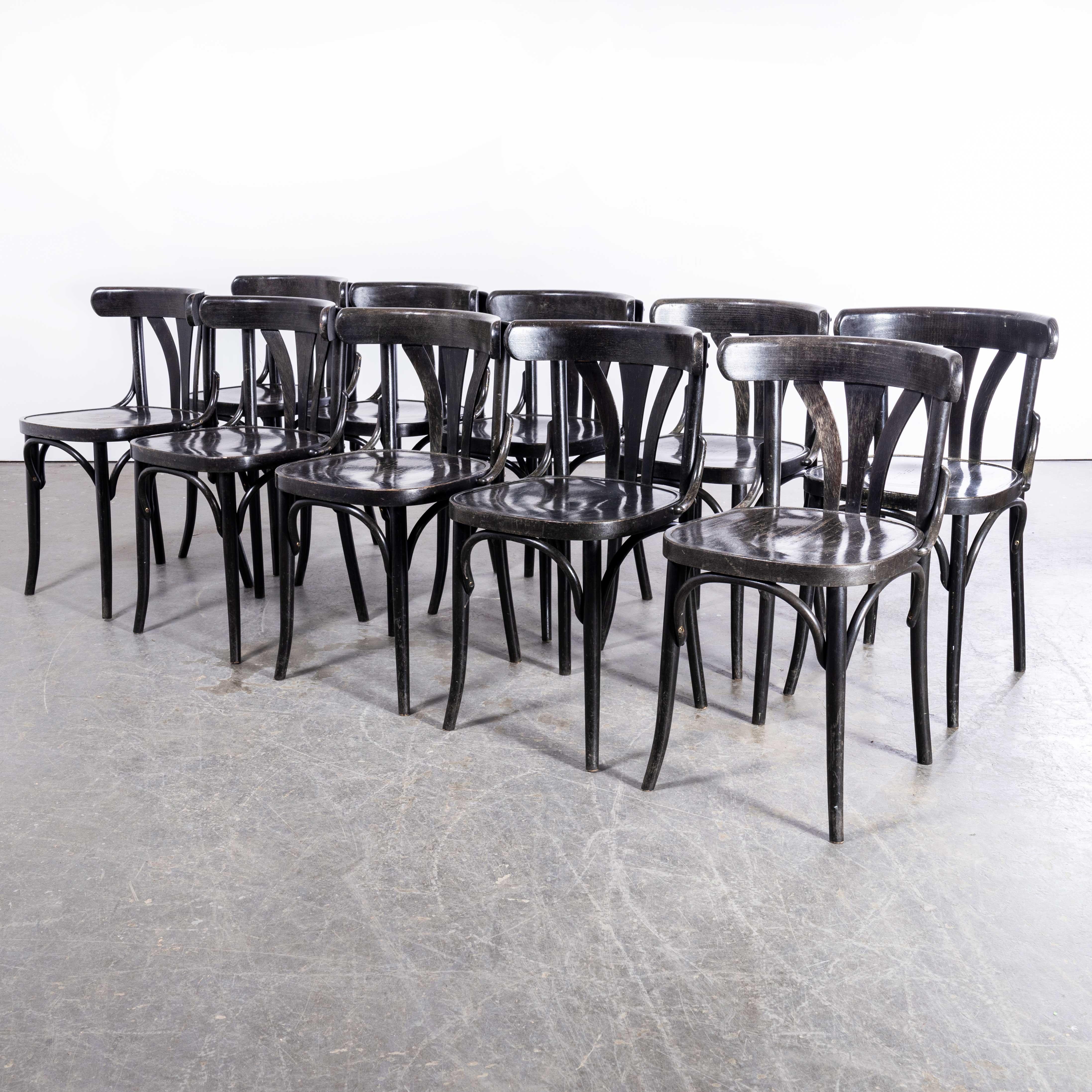 1970s Dark Ebonized Bentwood Dining Chair, Set of Ten 3