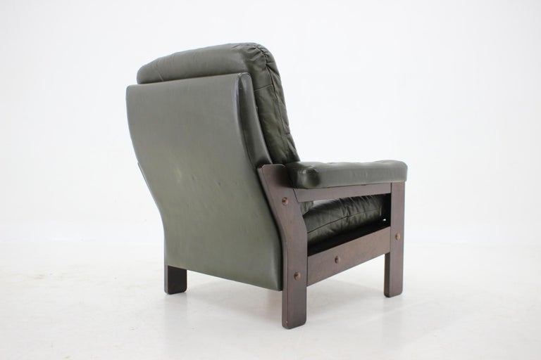 1970s Dark Green Leather Armchair, Denmark For Sale at 1stDibs
