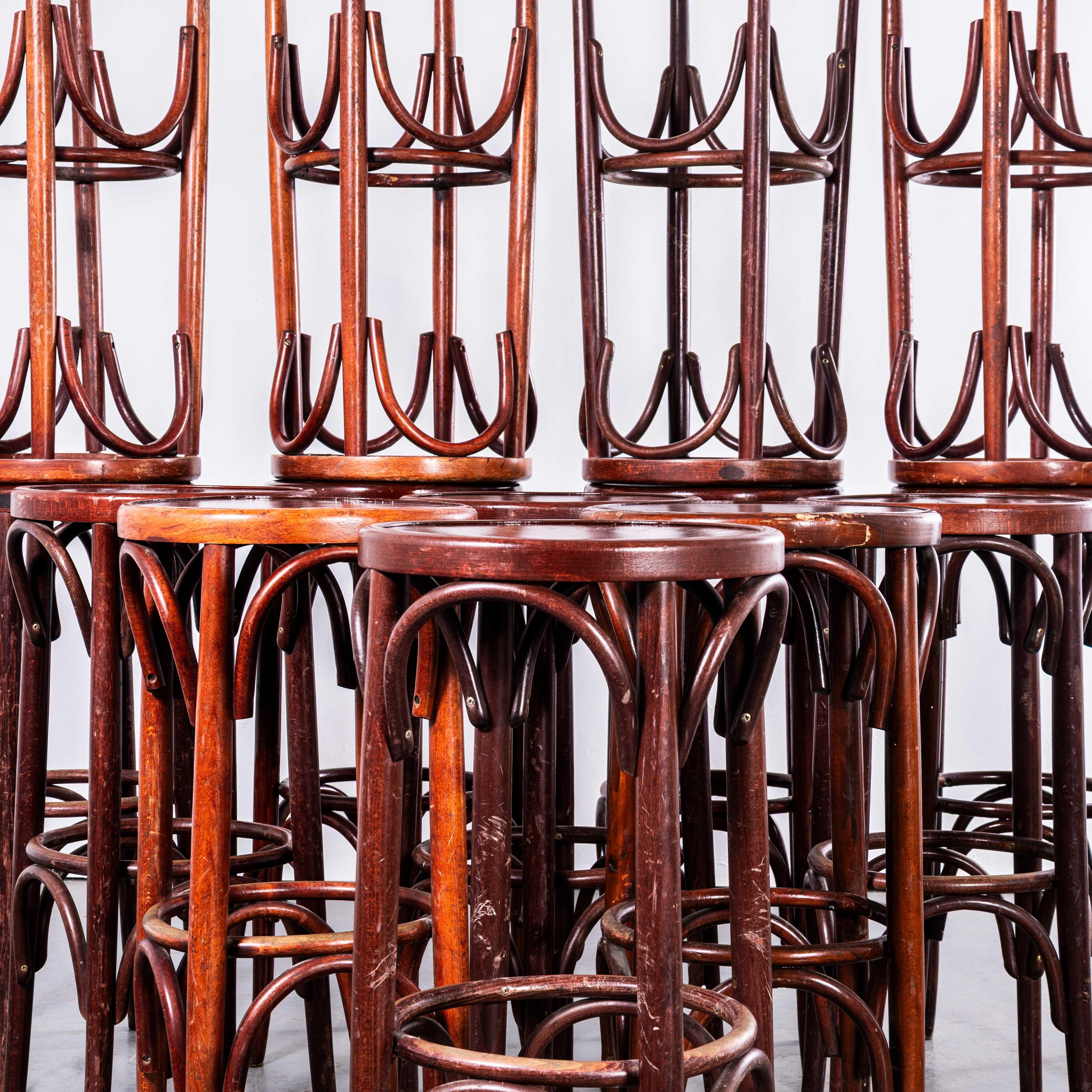 Late 20th Century 1970's Dark Red Bar Stools - Good Quantity Available