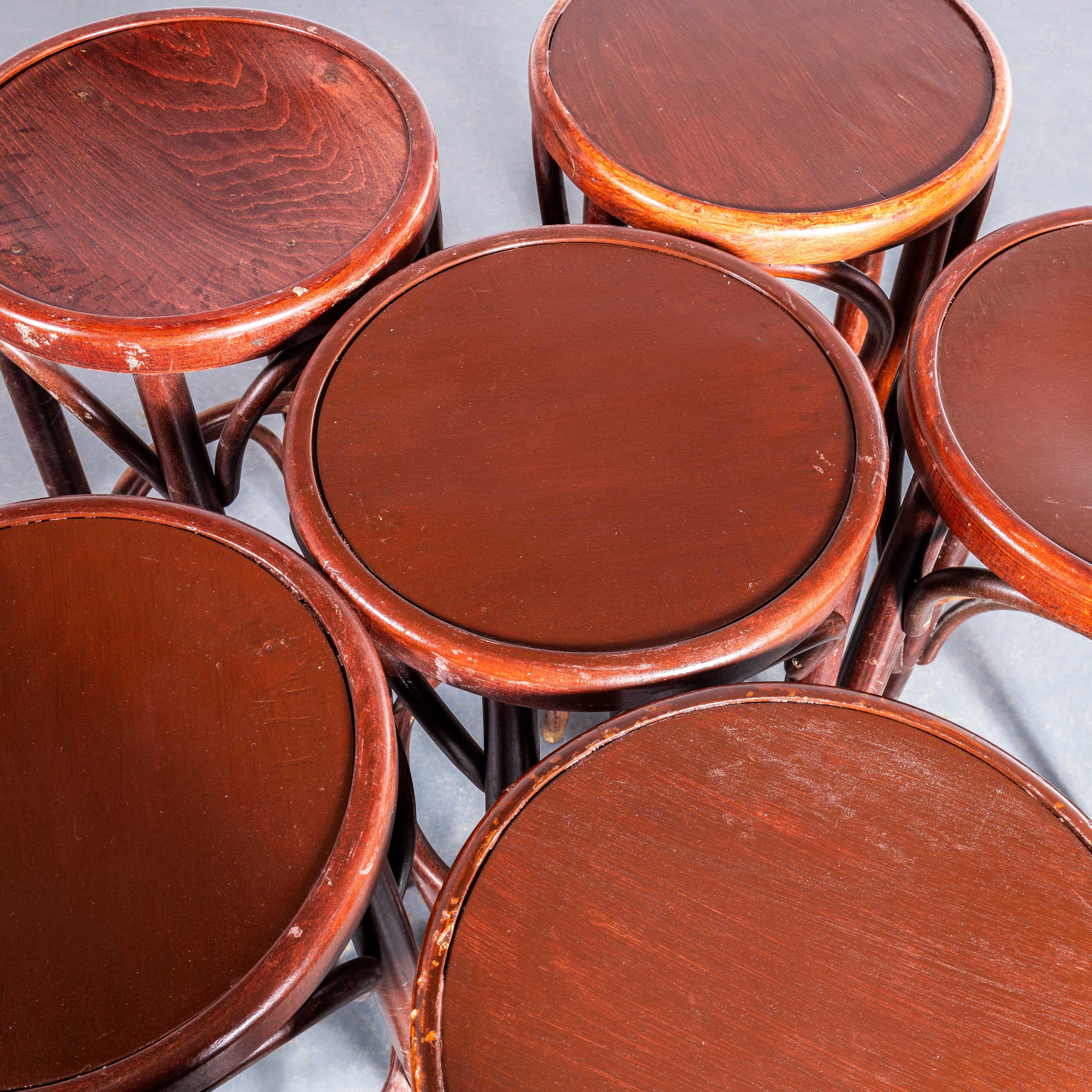 Bentwood 1970's Dark Red Bar Stools - Good Quantity Available