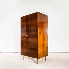 1970's Dark Rich Walnut Mid-Century Wardrobe